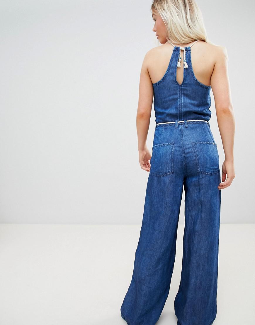 pepe jeans flyer retro denim jumpsuit