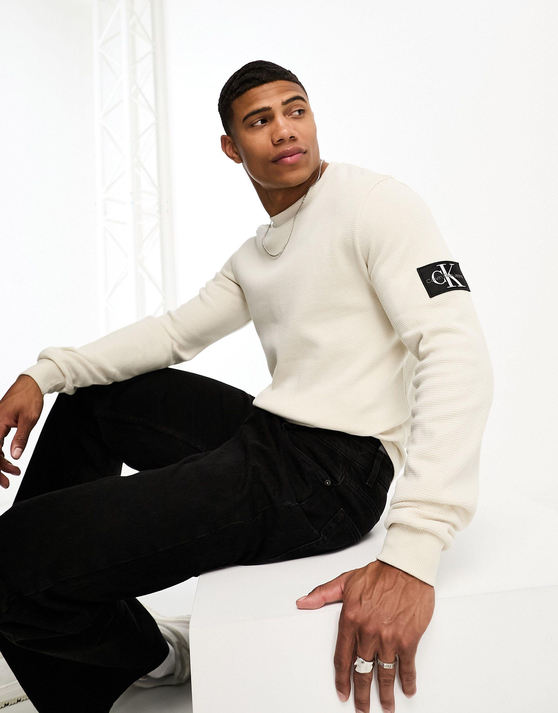 Calvin Klein Waffle Long Sleeve T-shirt in Natural for Men | Lyst