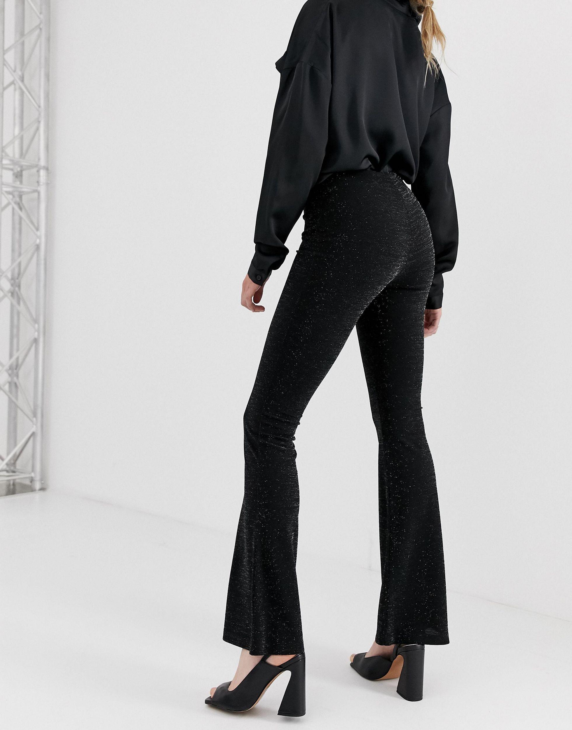 Stradivarius Denim Flare Pants in Black 