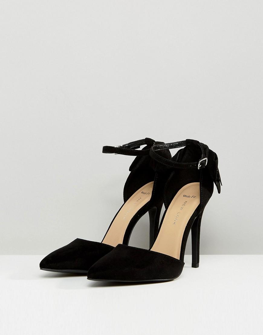 Scarpe a punta con tacco e fiocco sul retro di New Look in Nero Lyst
