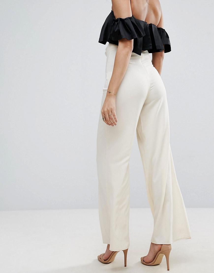 Missguided High Waisted Corset Lace Up Pants in Natural | Lyst