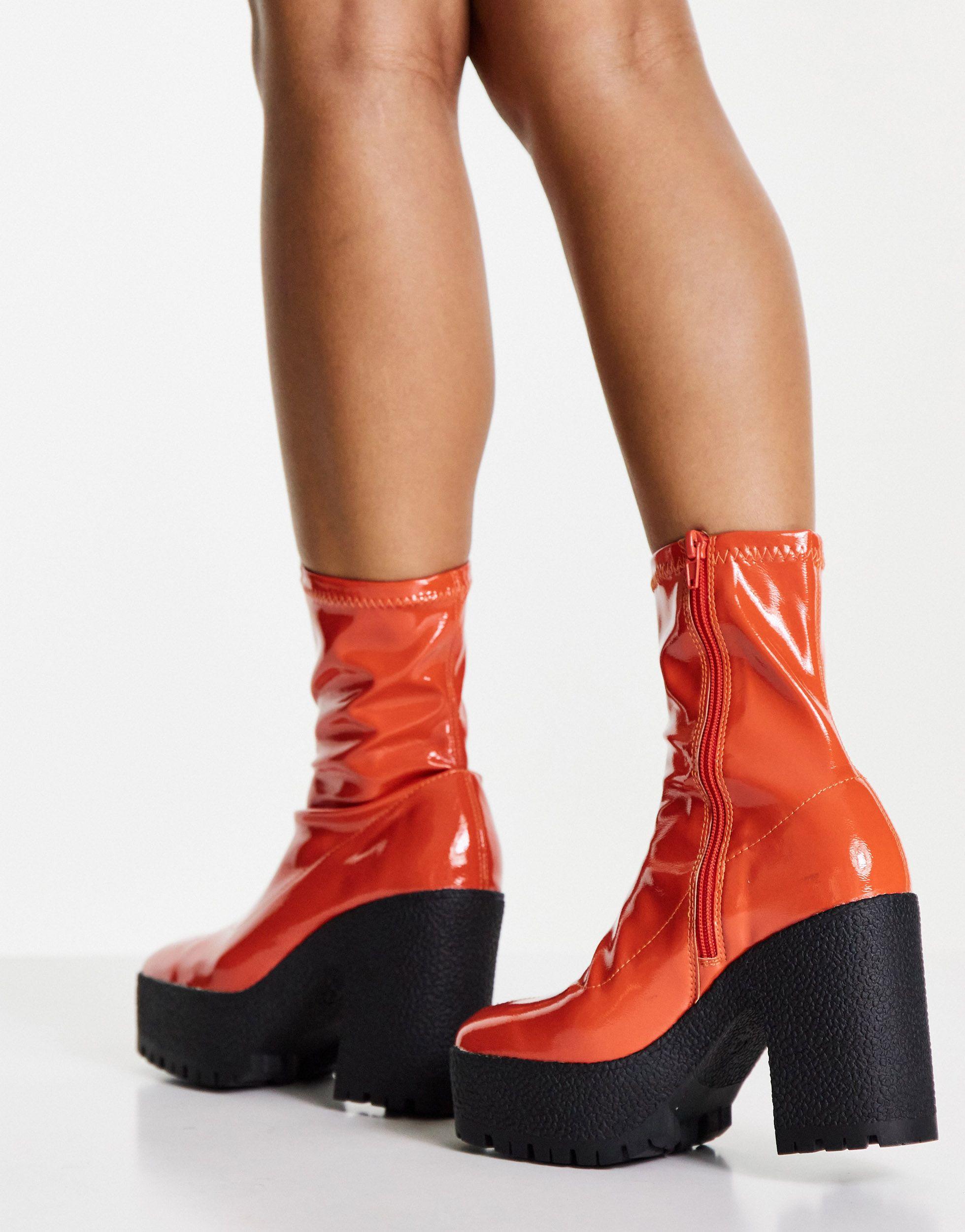 orange platform boots