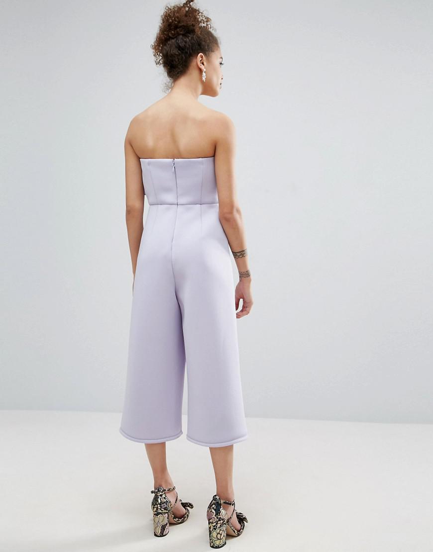ASOS Synthetic Structured Occasion Bow Jumpsuit in Purple Lyst