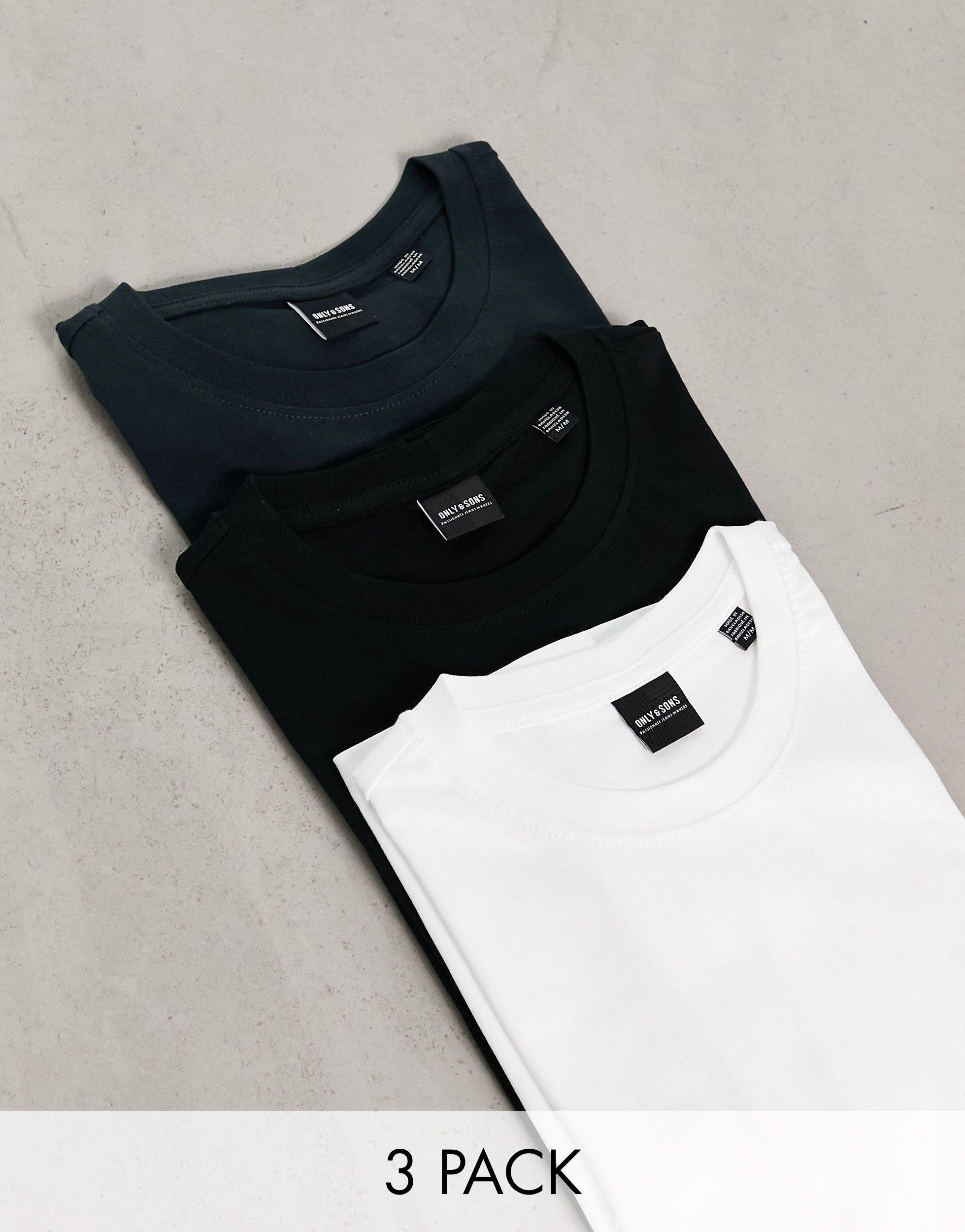 Only & Sons 3-pack T-shirts in Black for Men | Lyst