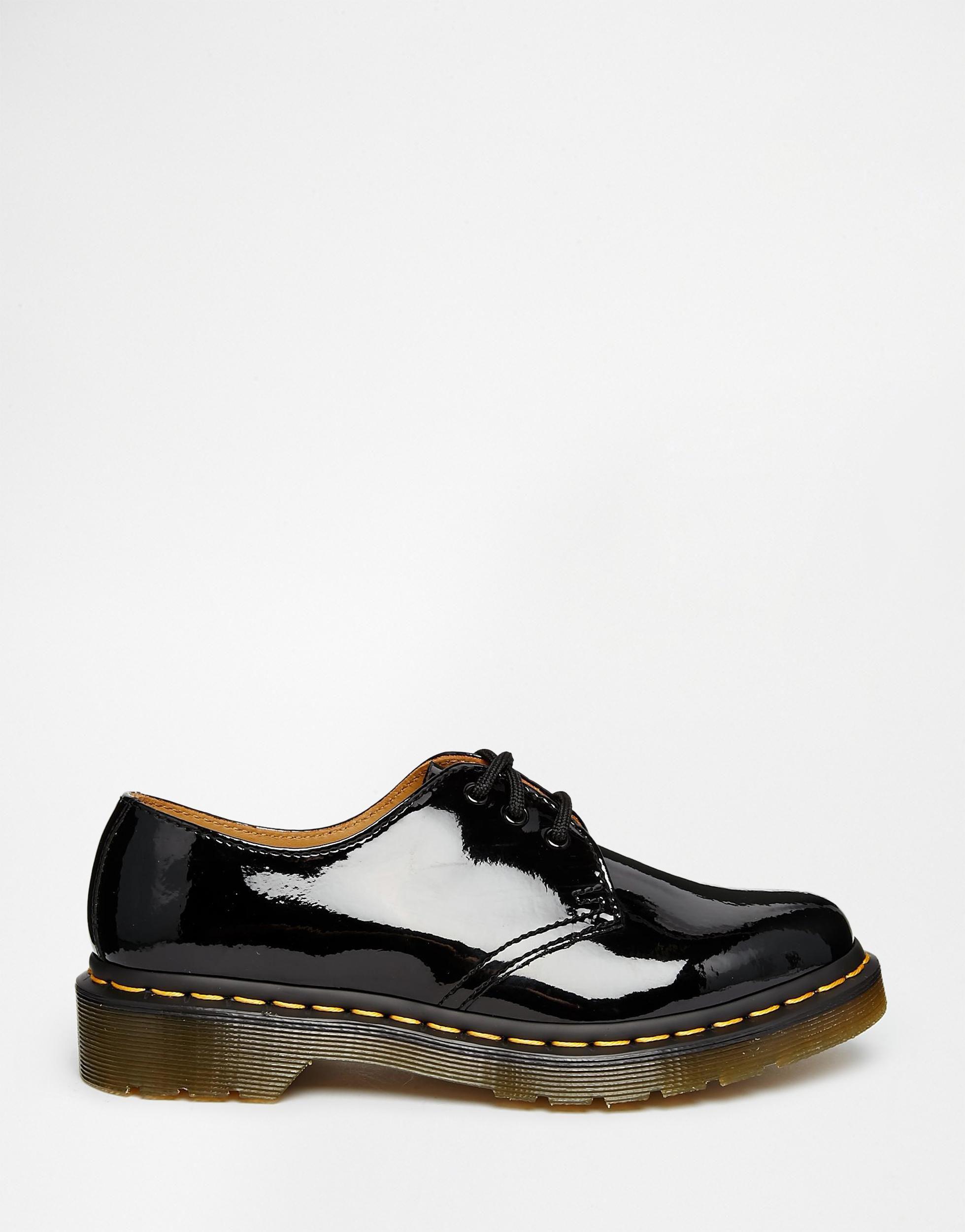 dr martens 1461 classic black patent flat shoes