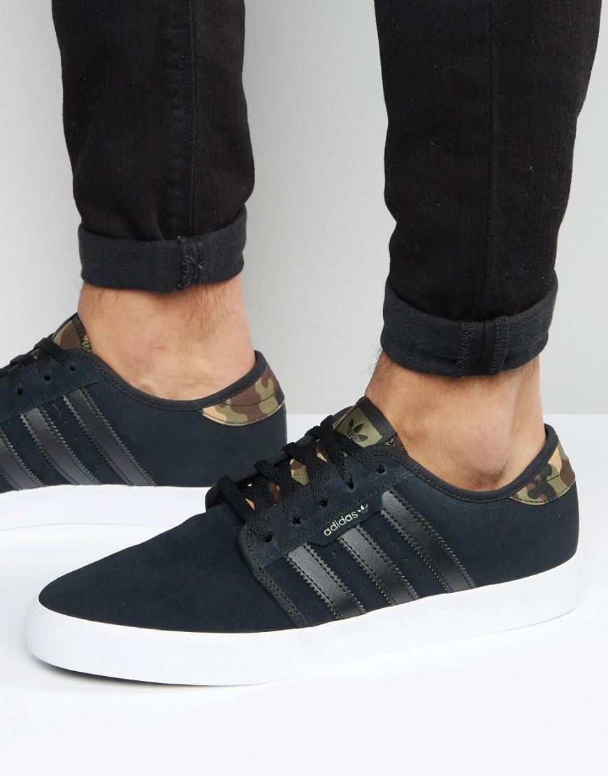 adidas Originals Leather Seeley Trainers In Black B27343 for Men | Lyst