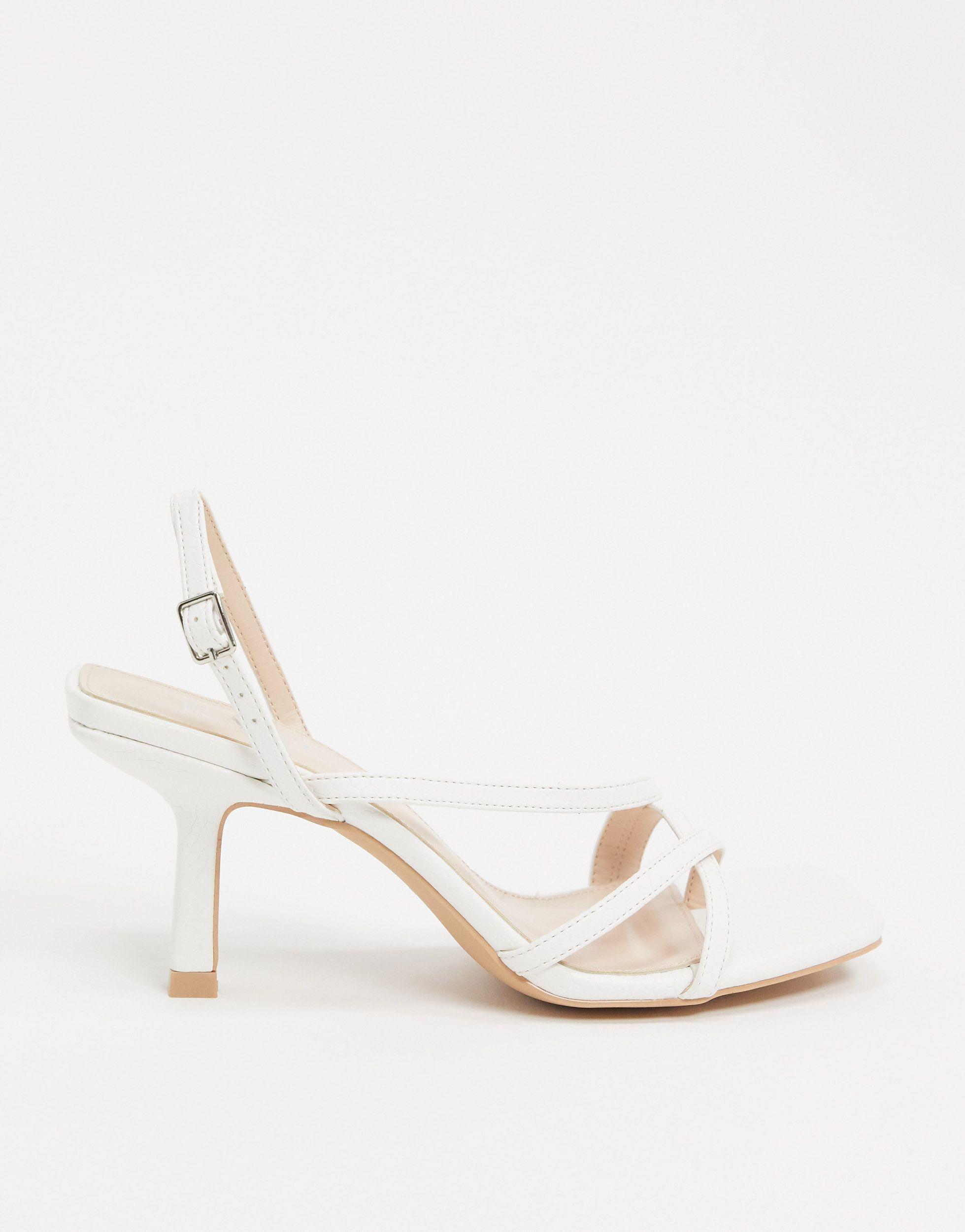 Paradox London Theresa Wide Fit Shimmer Kitten Heeled Sandals, Silver at  John Lewis & Partners