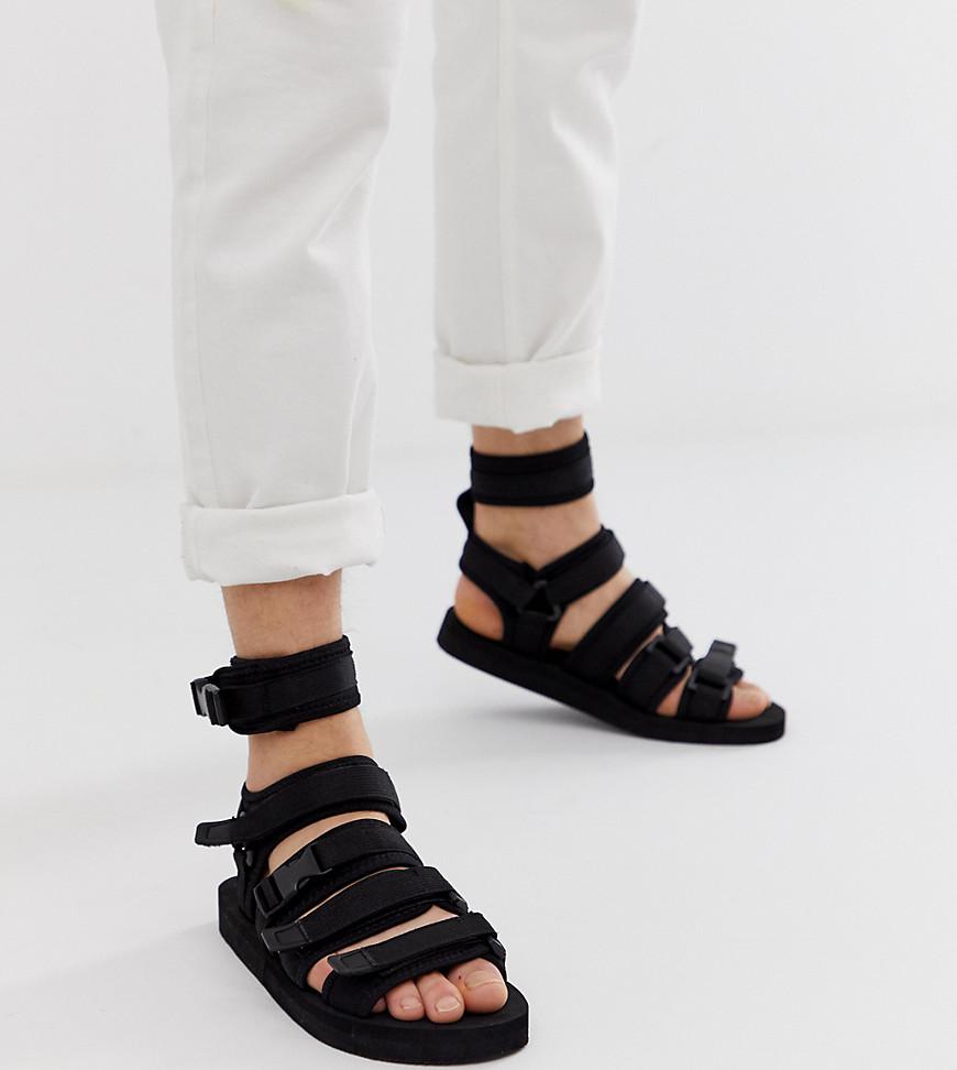 ASOS Wide Fit Tech Sandals In Black With High Tape Straps for Men - Lyst