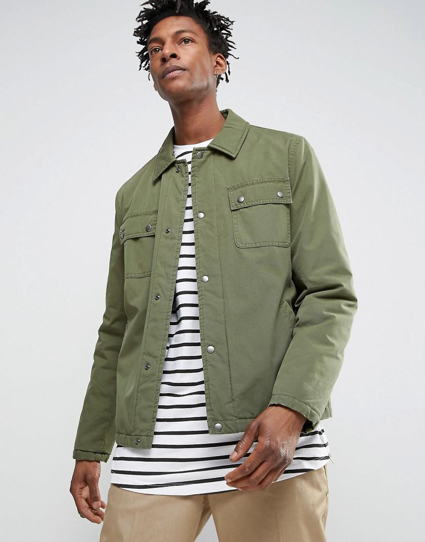 ASOS Canvas Military Coach Jacket In Khaki in Green for Men - Lyst