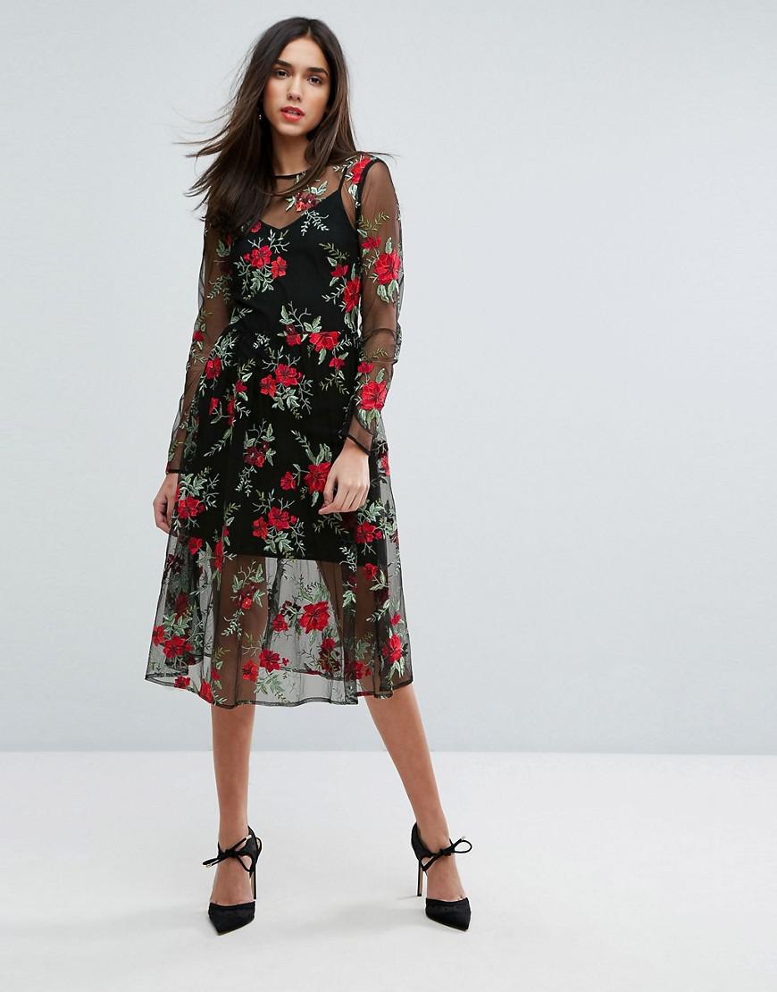 Premium Floral Embroidered Lace Dress 