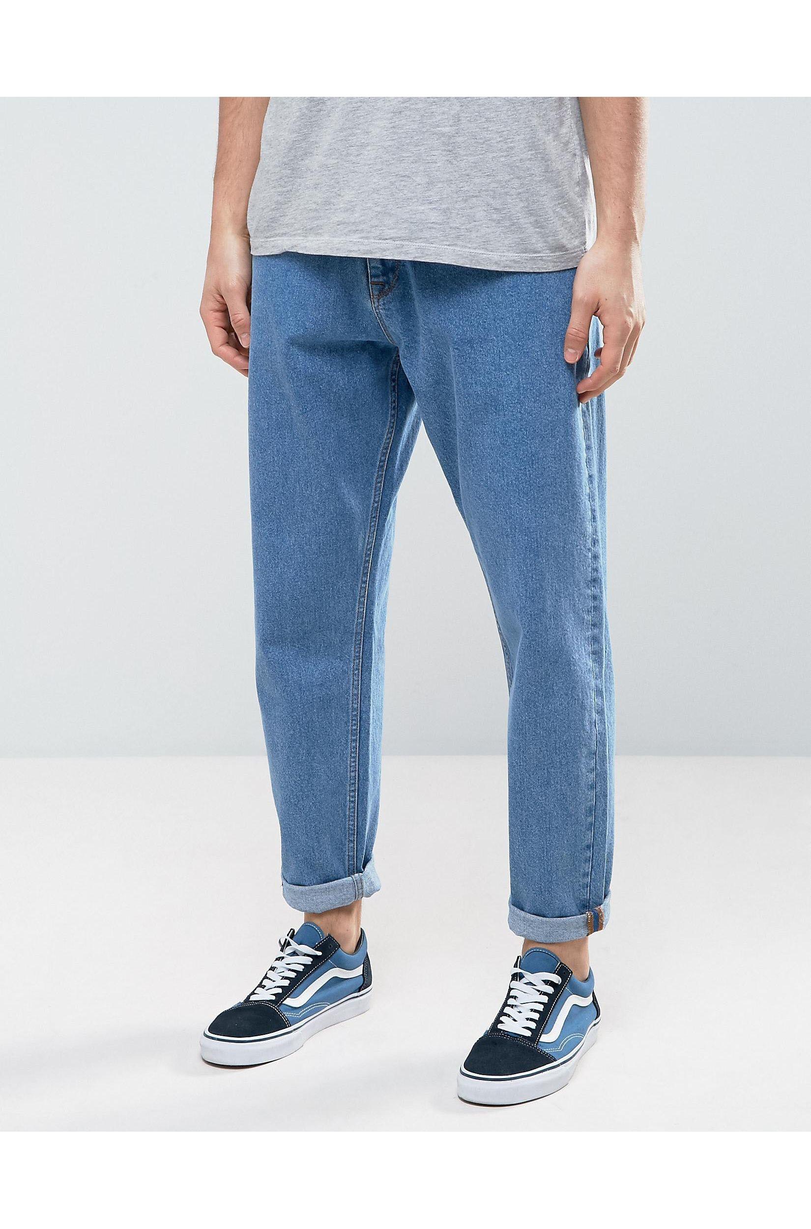ASOS Asos Oversized Tapered Jeans In Vintage Mid Wash Blue for Men | Lyst