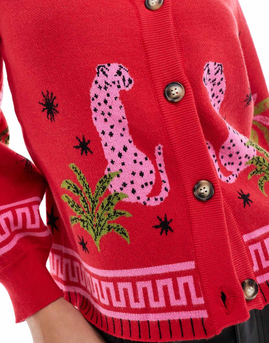 Never Fully Dressed Knitted Cardigan in Red | Lyst UK