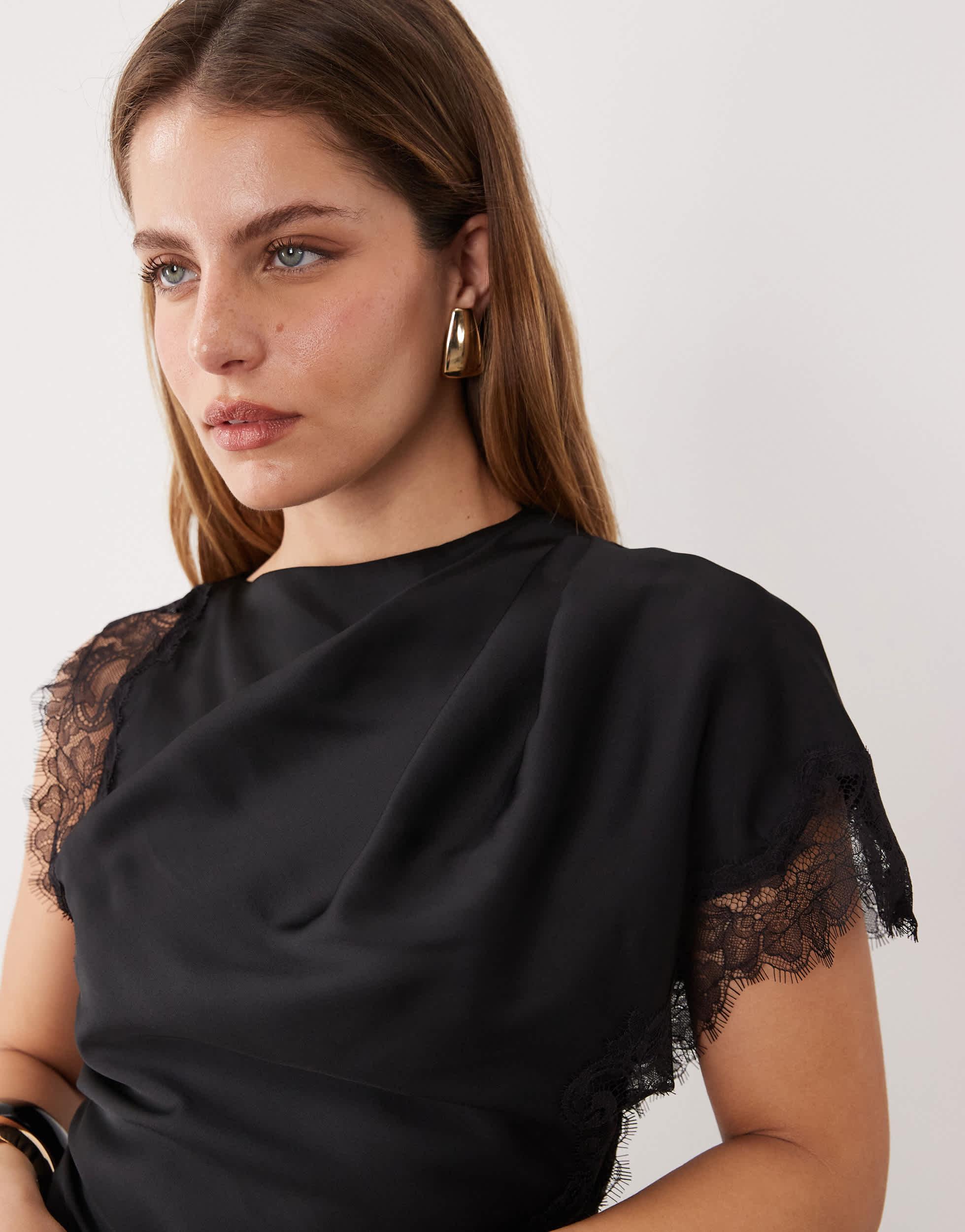 Forever New Satin And Lace Mix Mini Dress in Black | Lyst Australia
