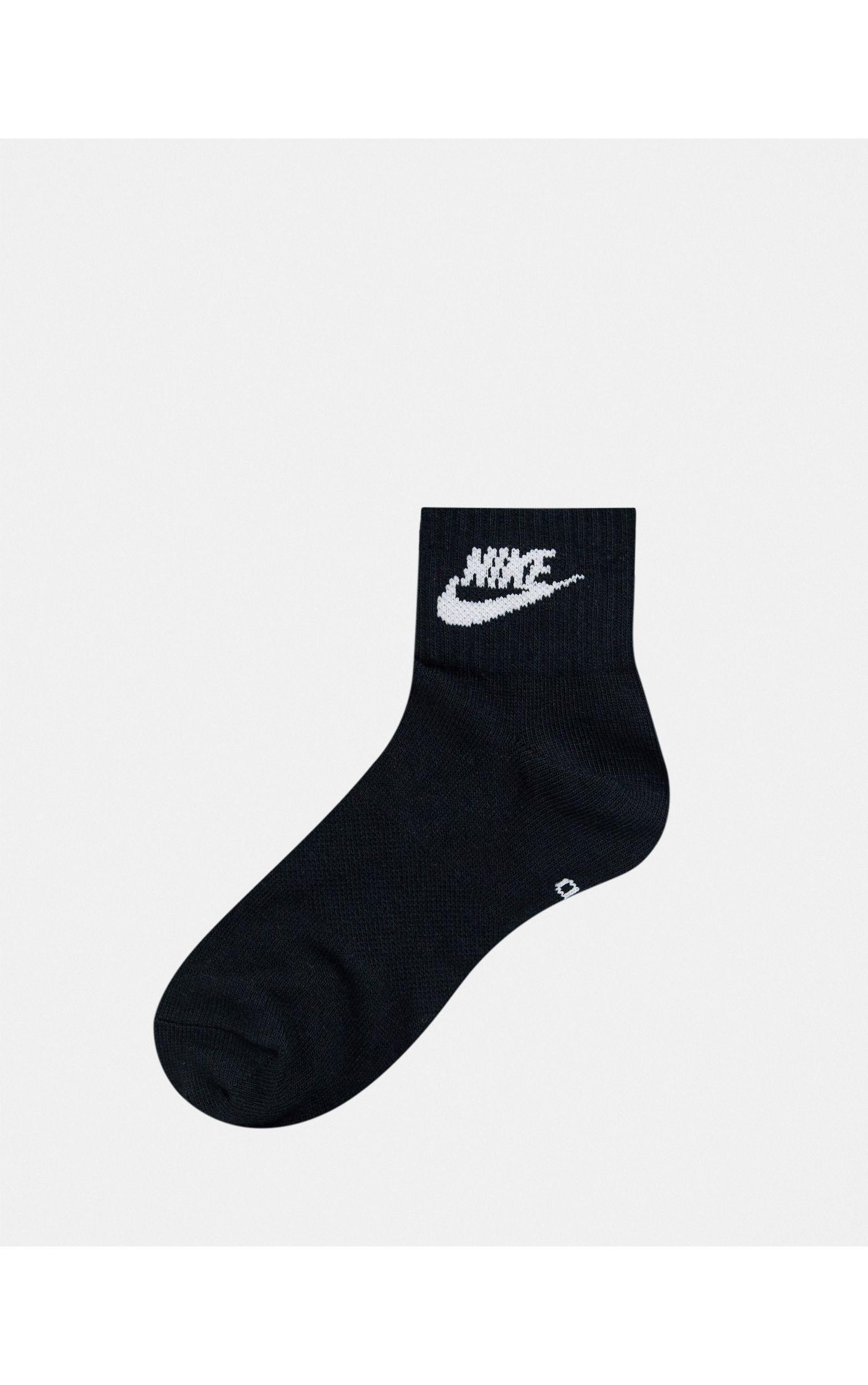 Nike Cotton Three-pack Black Essential Everyday Ankle Socks for Men - Lyst