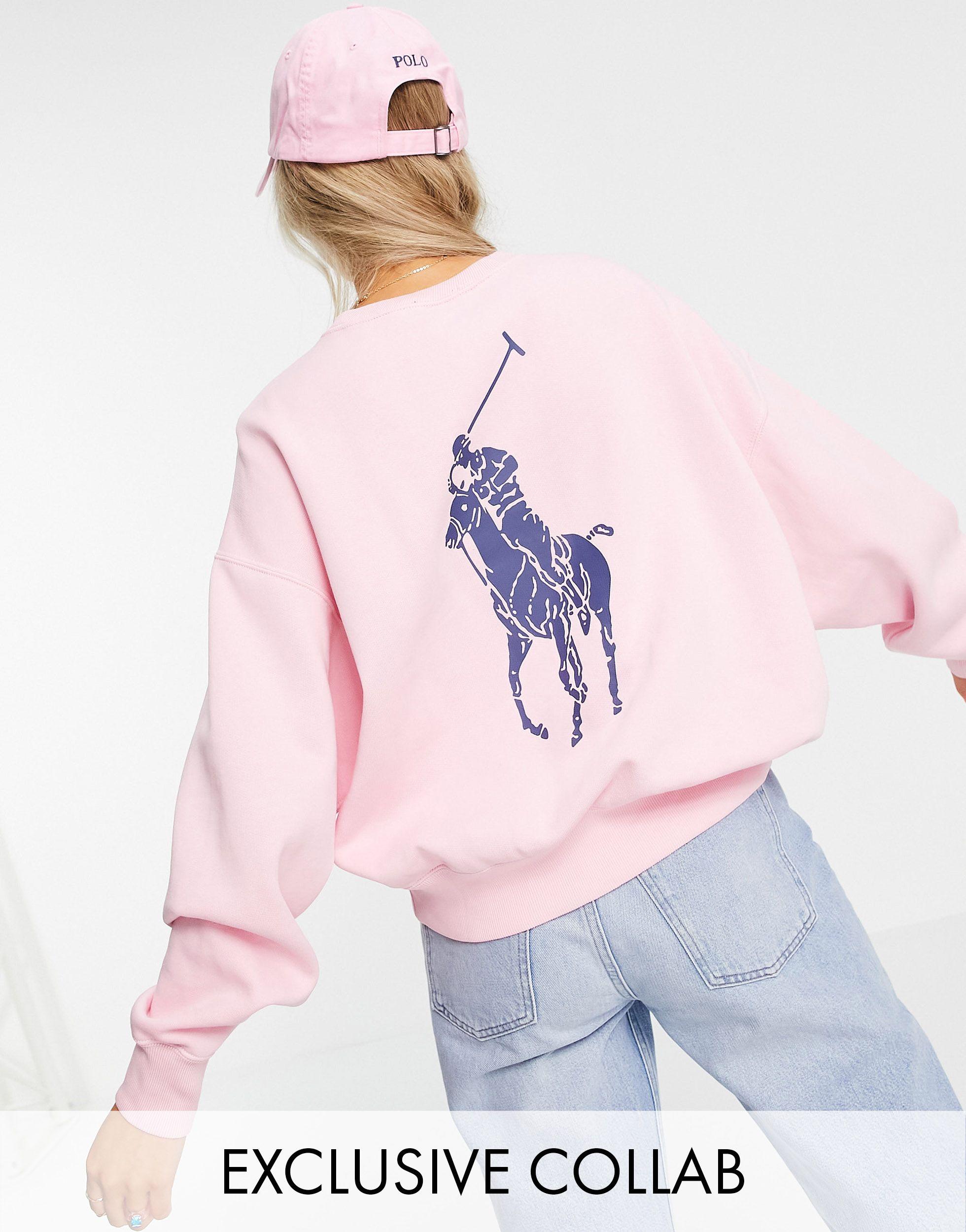 Polo Ralph Lauren X Asos Exclusive Collab Back Logo Sweater in Pink | Lyst  UK