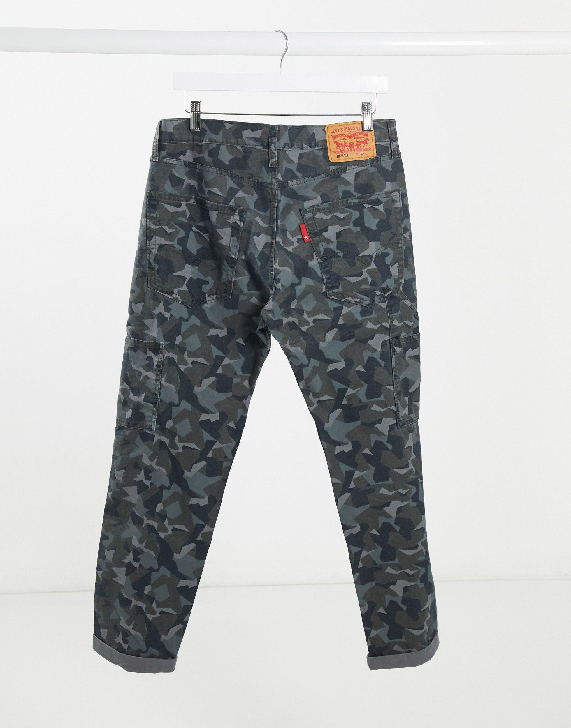 Levi's Youth Hi-ball Utility Straight Camo Print Trousers Canvas in Gray for Men - Lyst