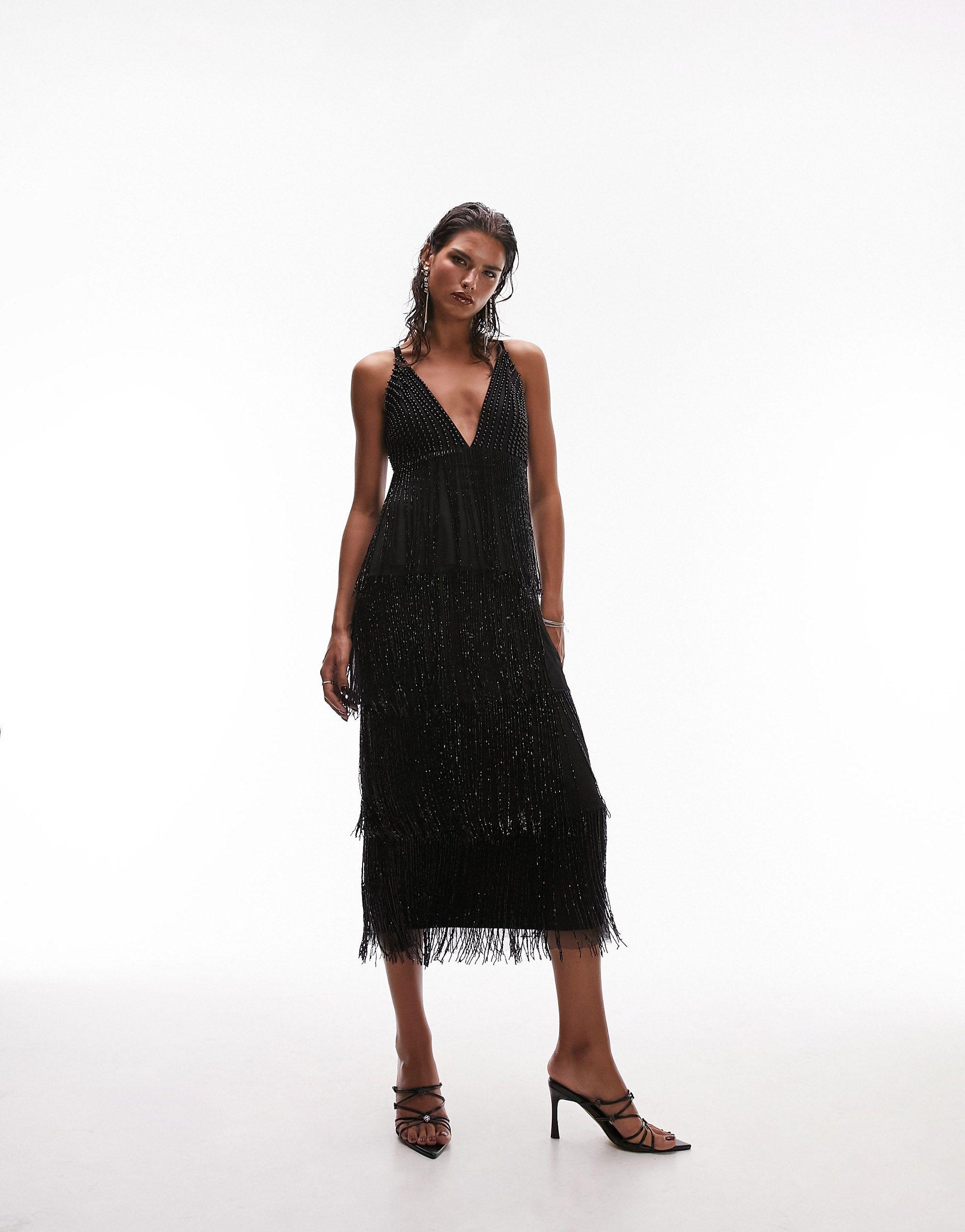 Topshop beaded deals fringe dress