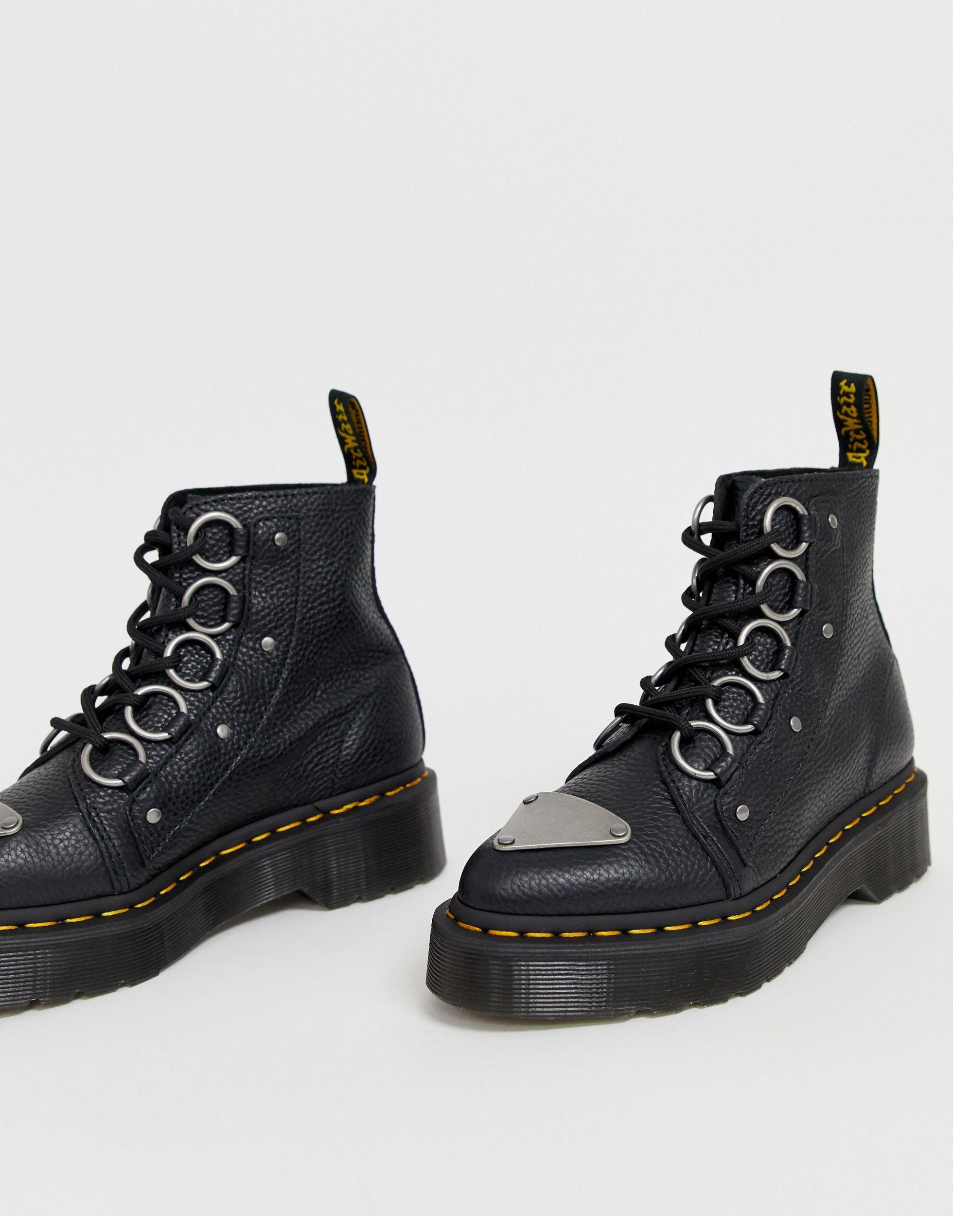 Dr. Martens Farylle Ribbon Lace Chunky Leather Boots in Black | Lyst Canada