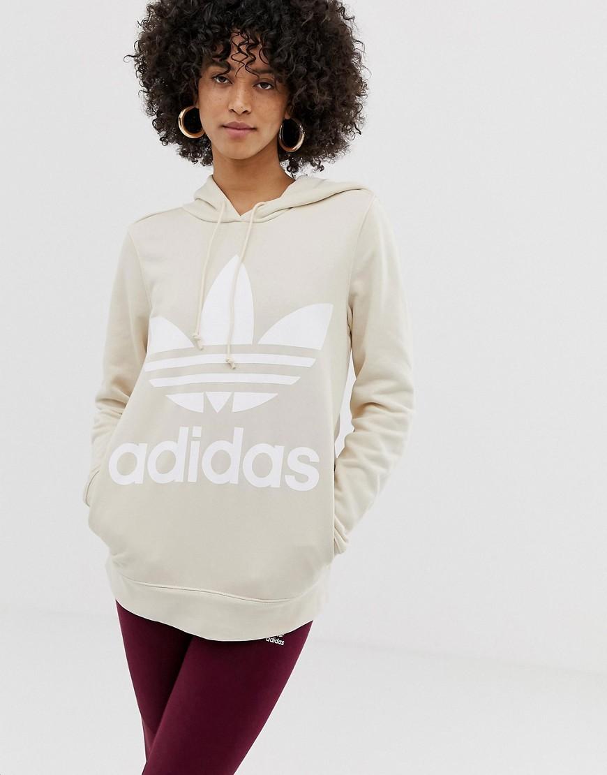 Adidas Originals Trefoil Hoodie in Natural Lyst Adidas Originals Trefoil Hoodie in Natural Lyst