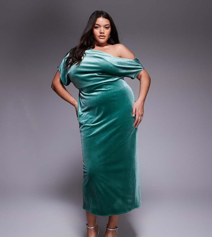 asos velvet dress green ASOS DESIGN velvet cowl neck maxi dress in forest green
