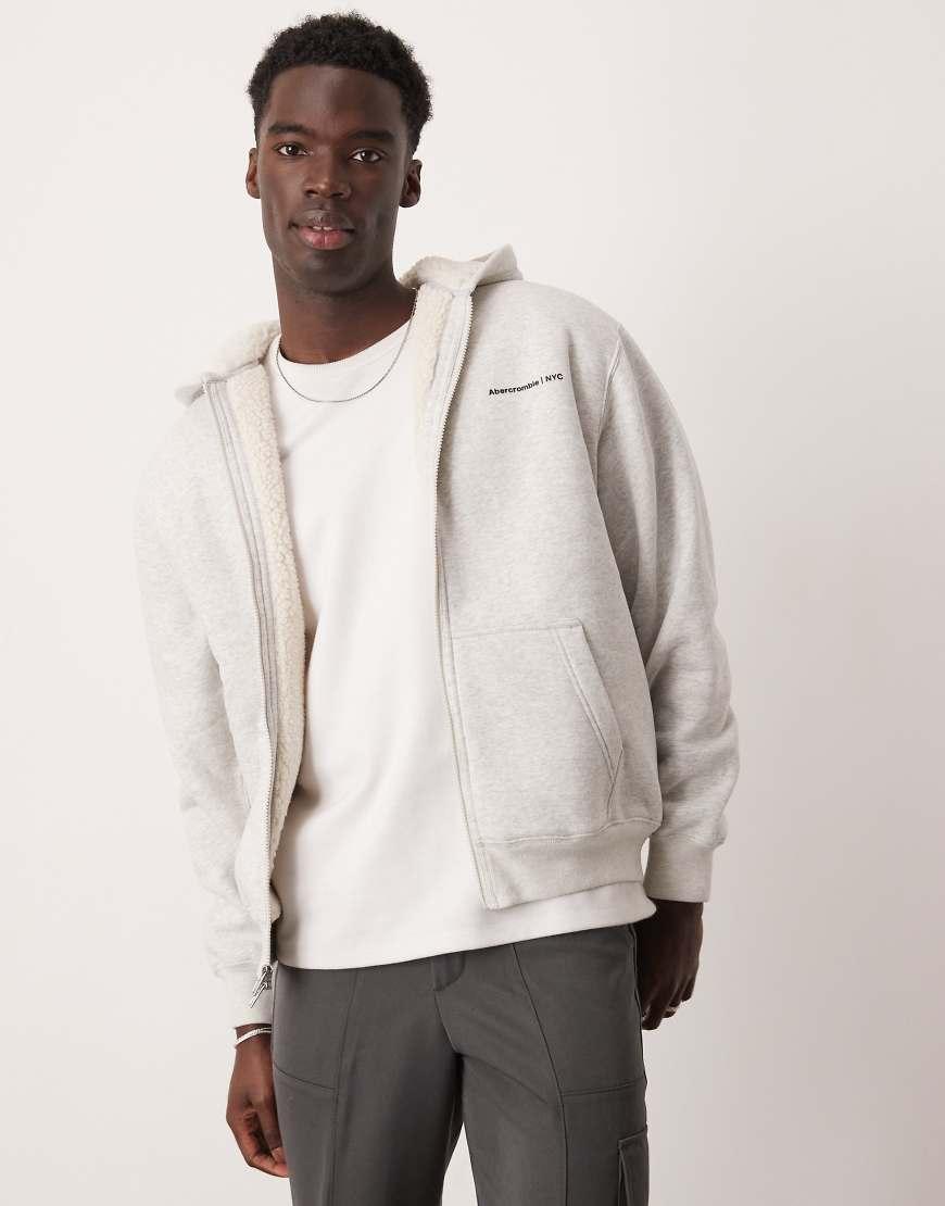 Abercrombie Fitch Timeless Logo Sherpa Lined Full Zip Hoodie in Natural for Men Lyst UK