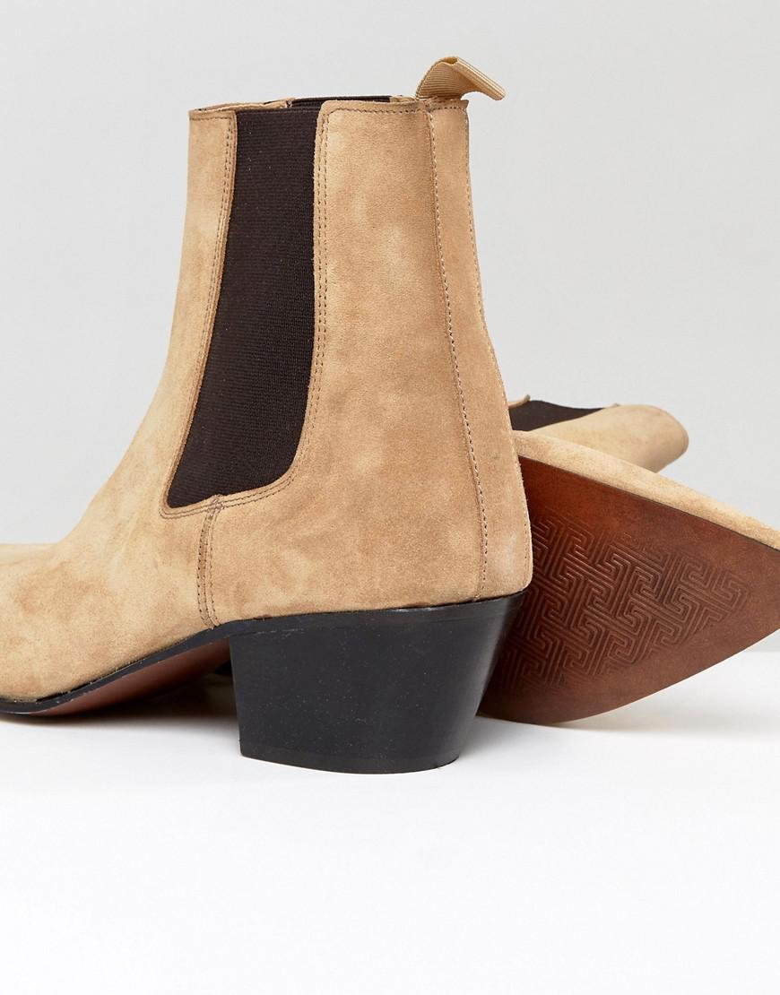ASOS Chelsea Boots In Stone Suede With 