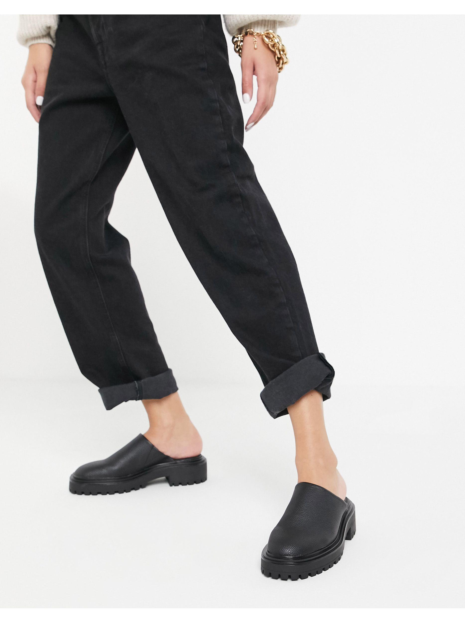 ASOS Mario Chunky Flat Mules in Black | Lyst