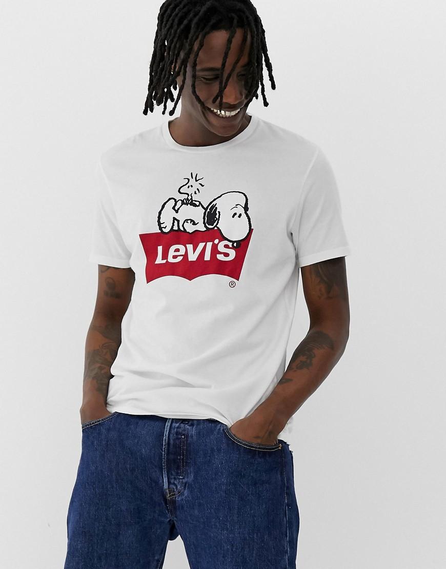 Levi's Denim Peanuts Snoopy Batwing Logo T-shirt In White for Men - Lyst