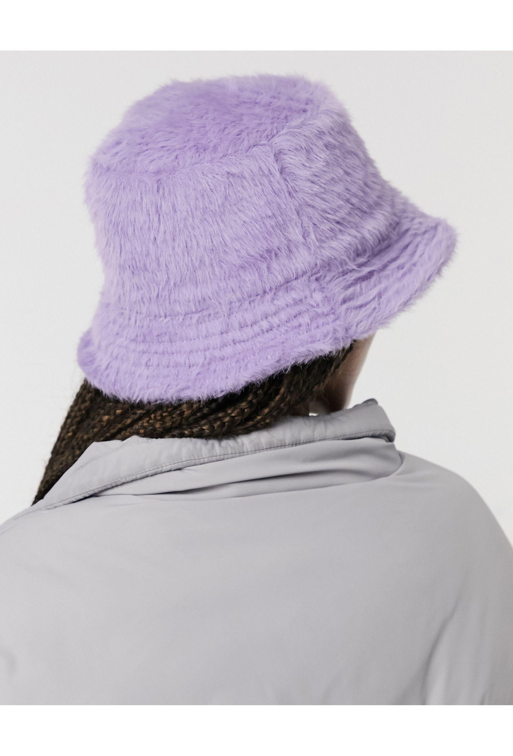 ASOS Fluffy Bucket Hat in Purple - Lyst