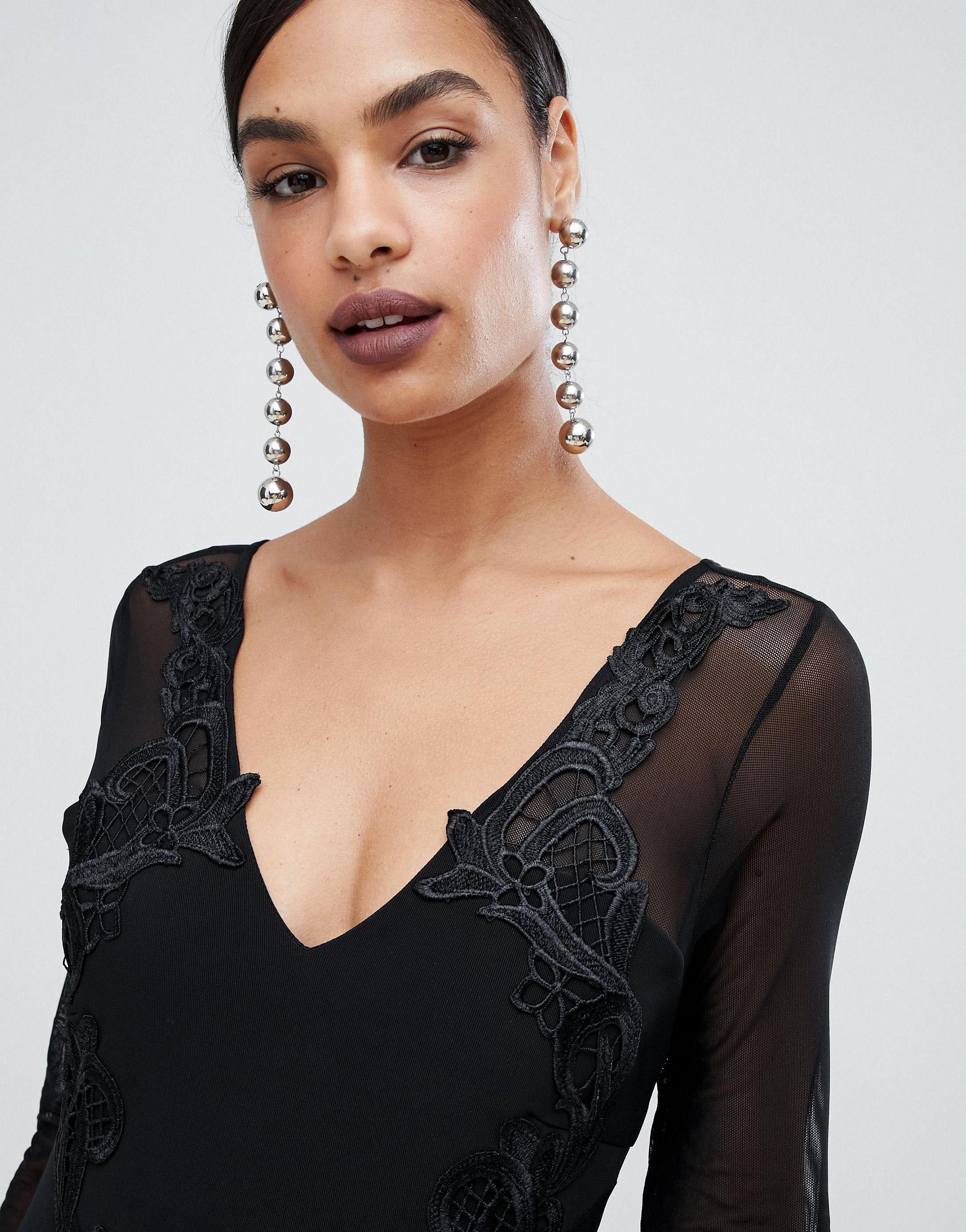 lipsy long sleeve amelie print bodycon dress