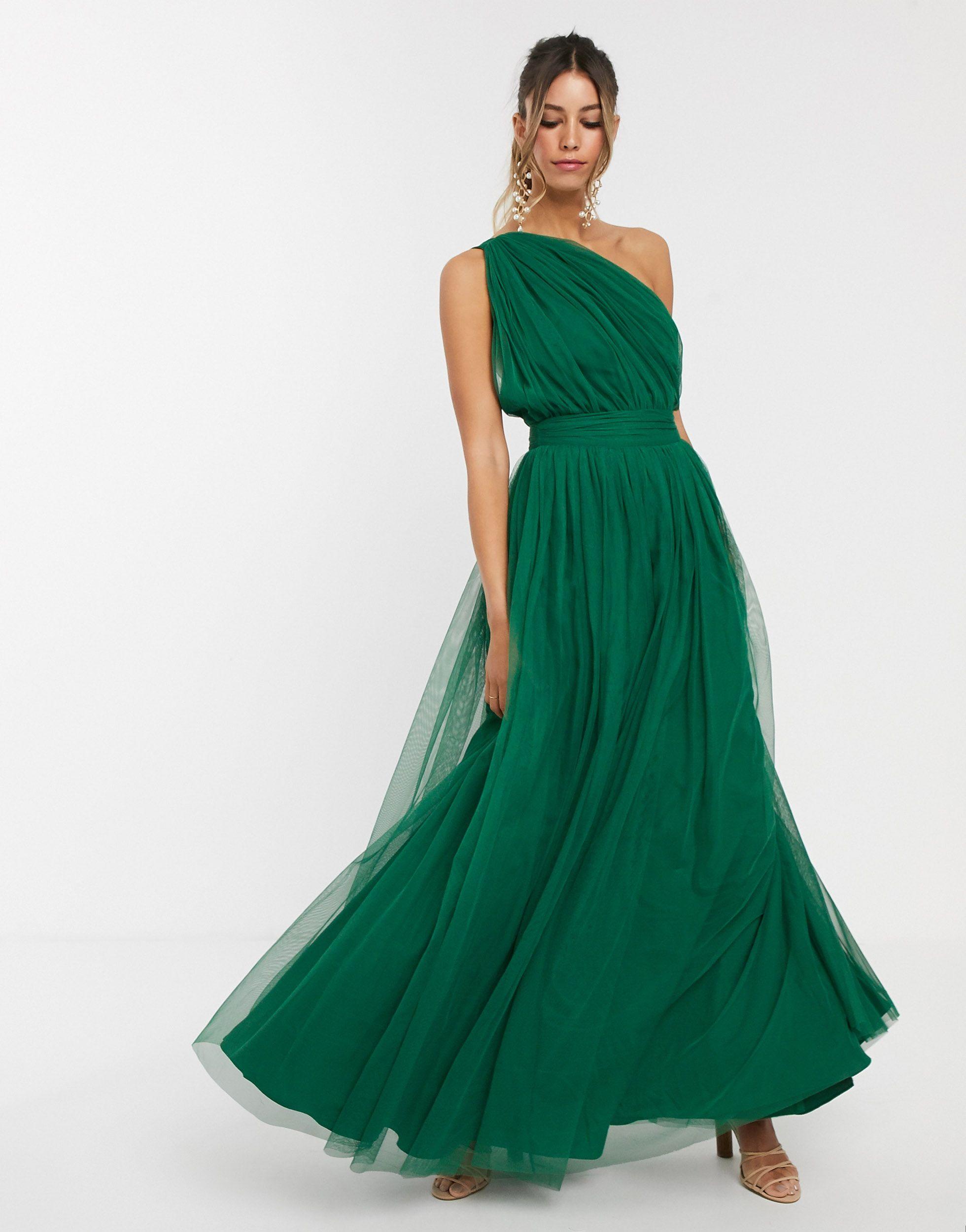 ASOS One Shoulder Tulle Maxi Dress in ...