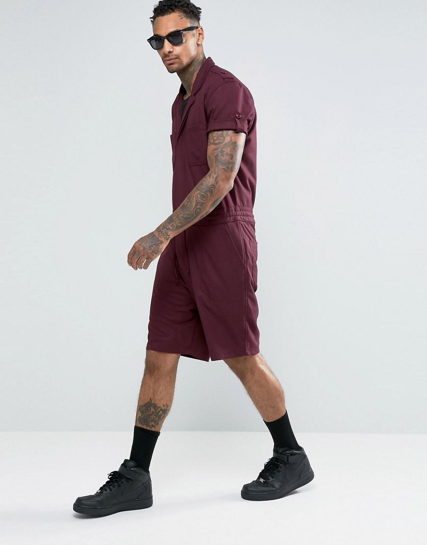 burgundy boiler suit