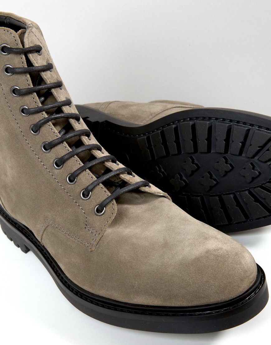 ASOS Military Boots In Grey Suede And Black Sole in Gray for Men Lyst