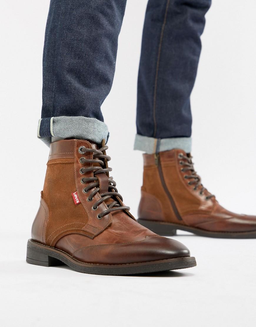 Botas de cuero con detalle de ante en marrón medio Whitfield de Levi's de  Cuero de color Marrón para hombre | Lyst