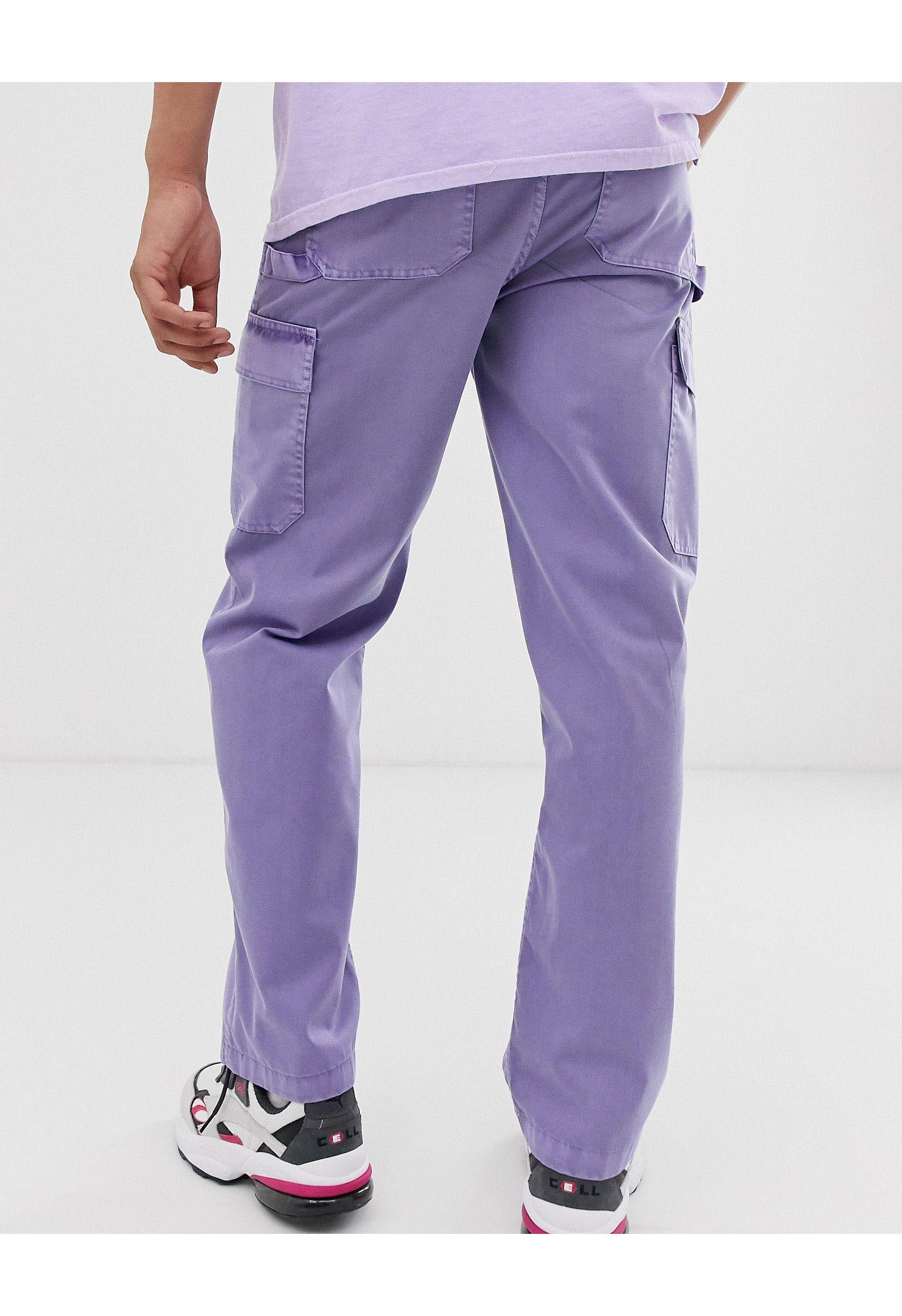 Reclaimed (vintage) Overdye Violet Cargo Trousers in Purple for Men | Lyst
