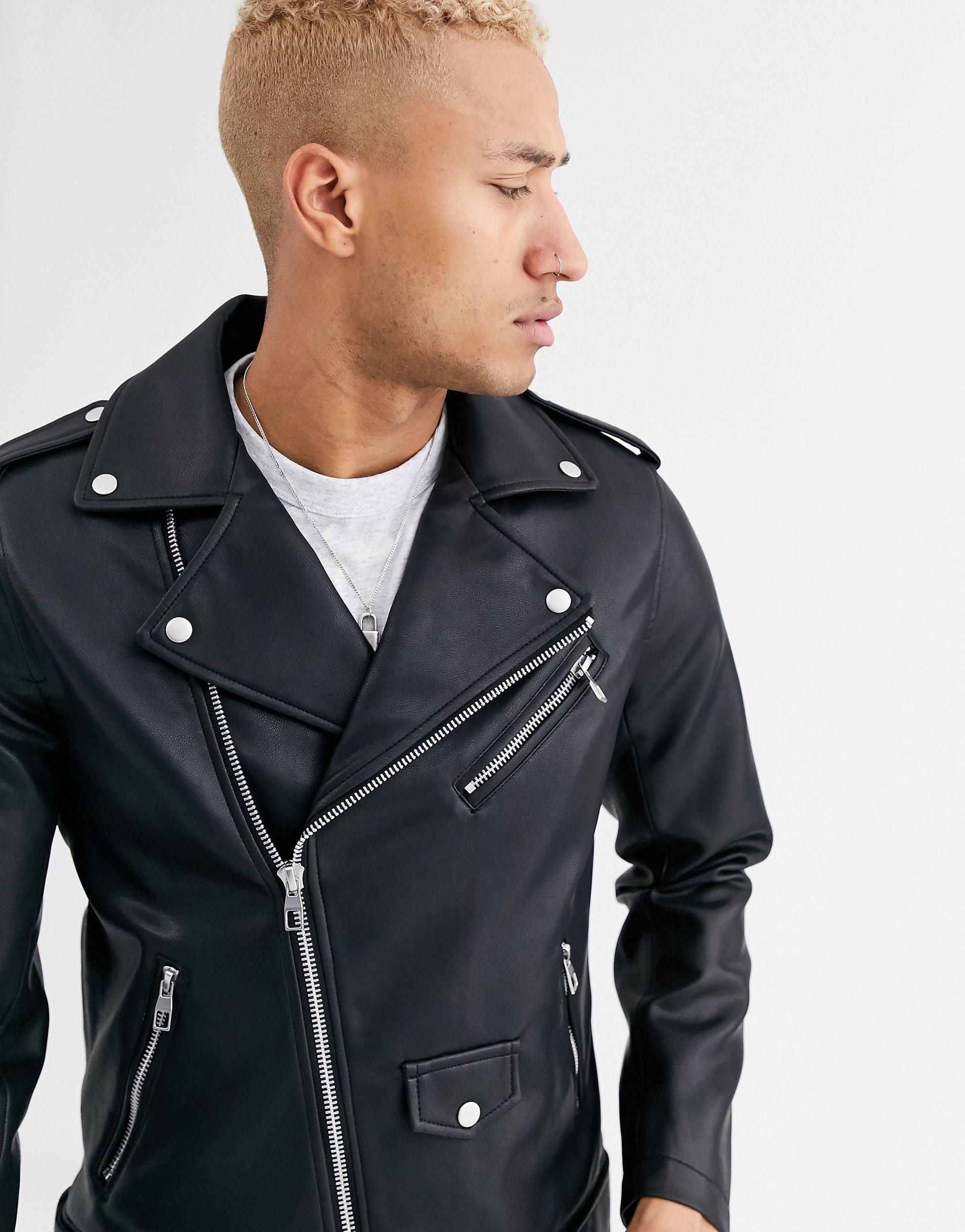 Capucha Chaqueta Polipiel Bershka Hombre Leather Jacket Chaqueta