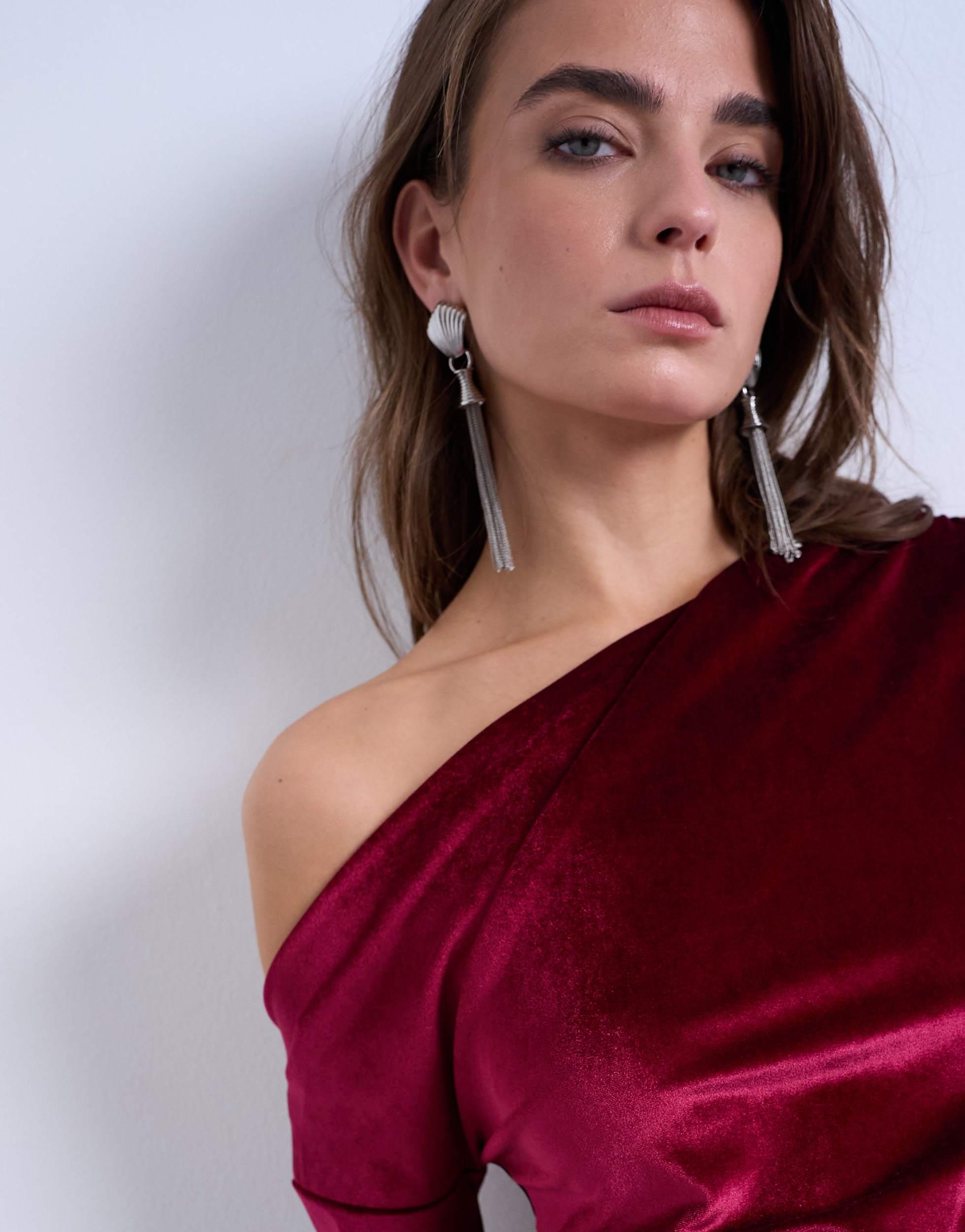topshop red off shoulder dress TOPSHOP Red Twist-Front Off-The-Shoulder Bodycon Midi-Length Dress NWT Size 4