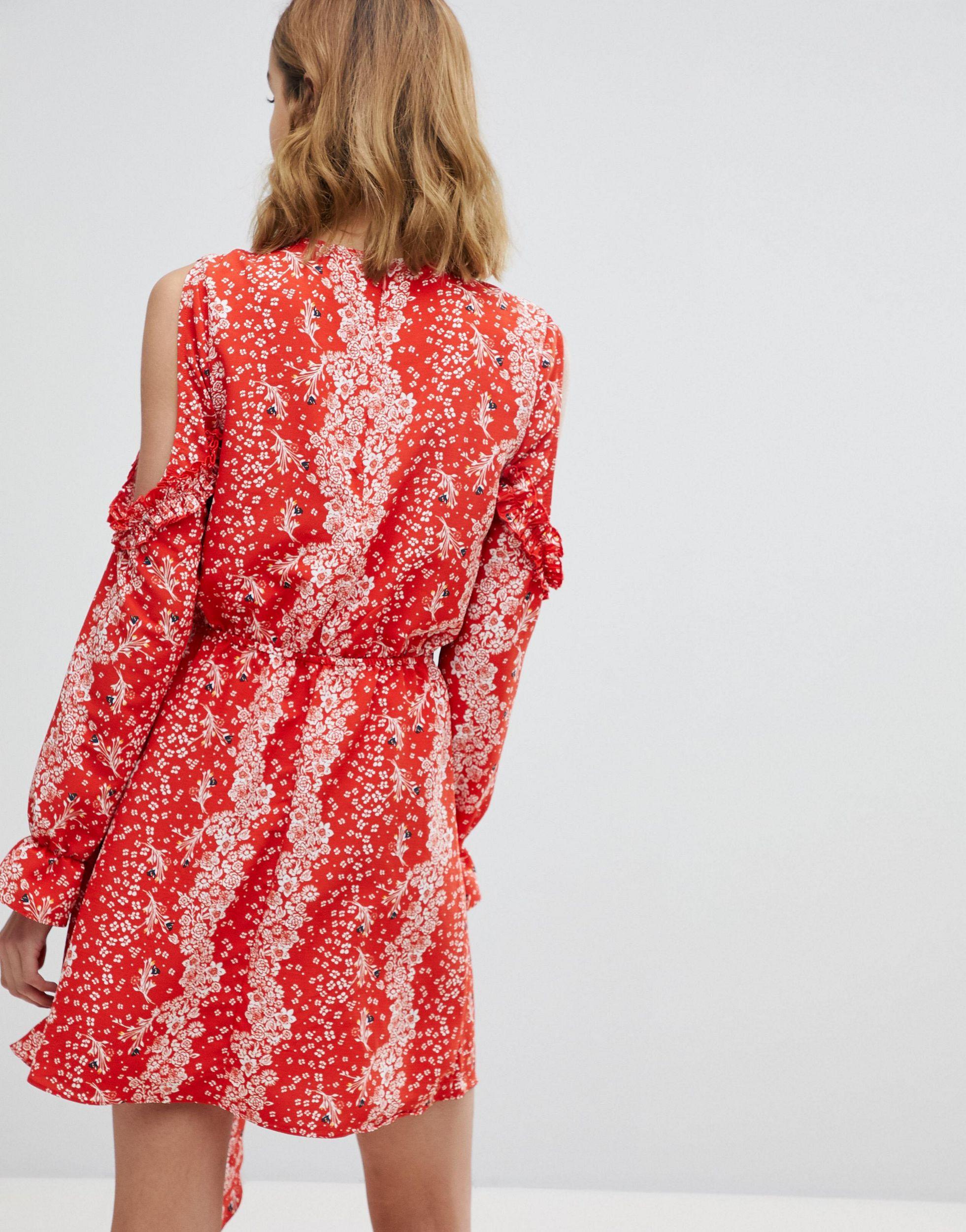 river island red floral dress