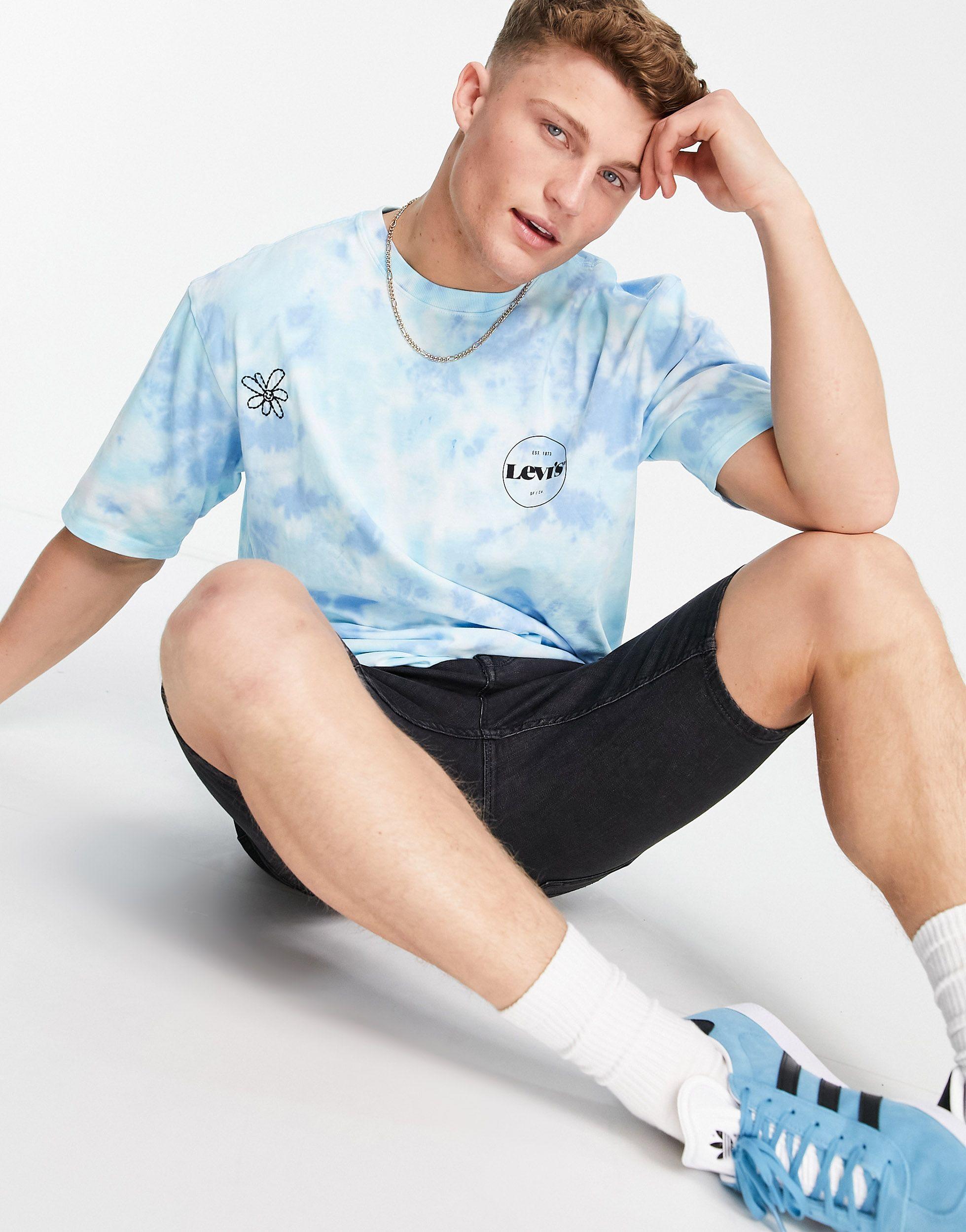 Levi's Stay Loose Doodle Logo Print Tie Dye T-shirt in Blue for Men | Lyst  UK