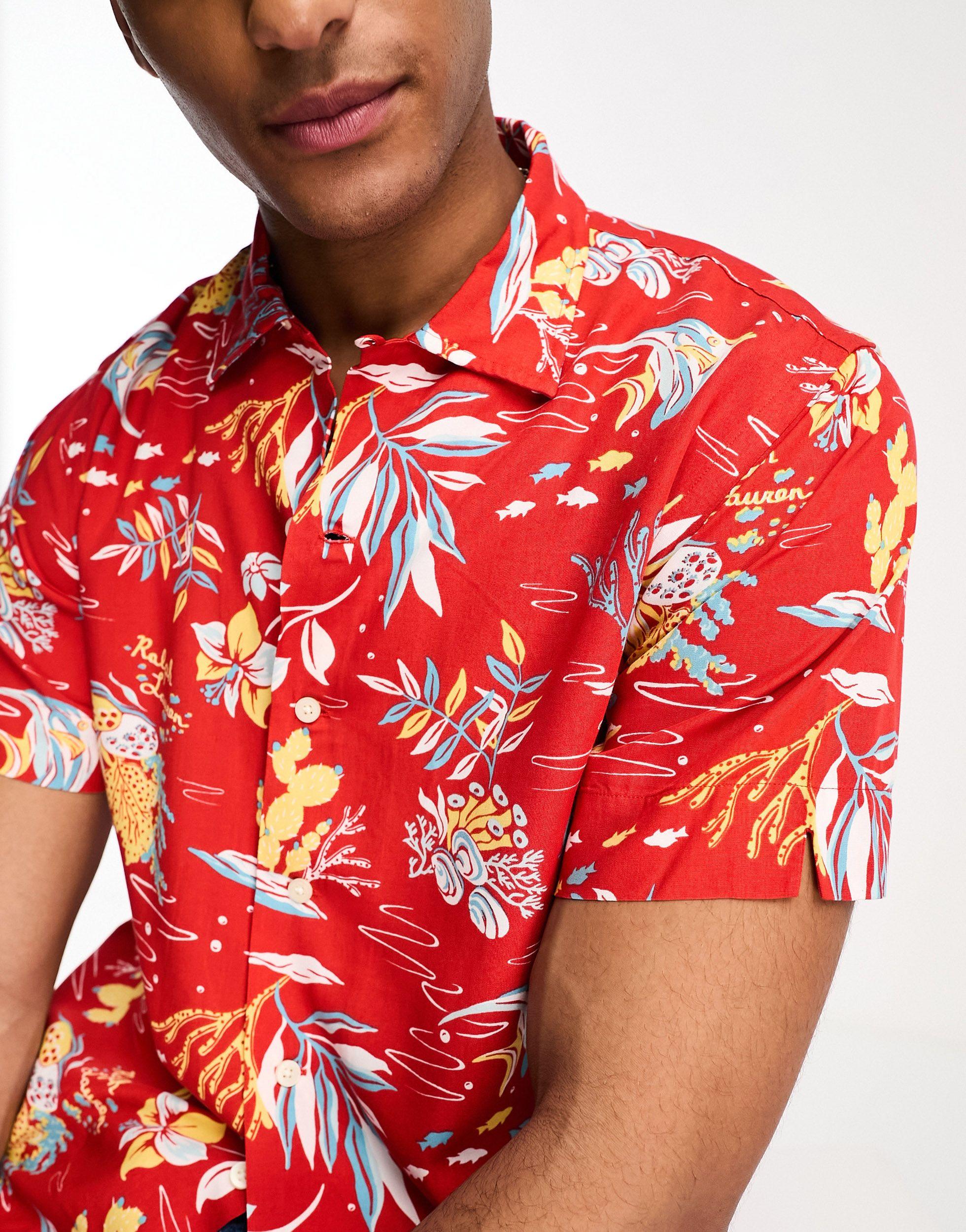 Polo Ralph Lauren Short Sleeve Sun & Surf Print Rayon Shirt