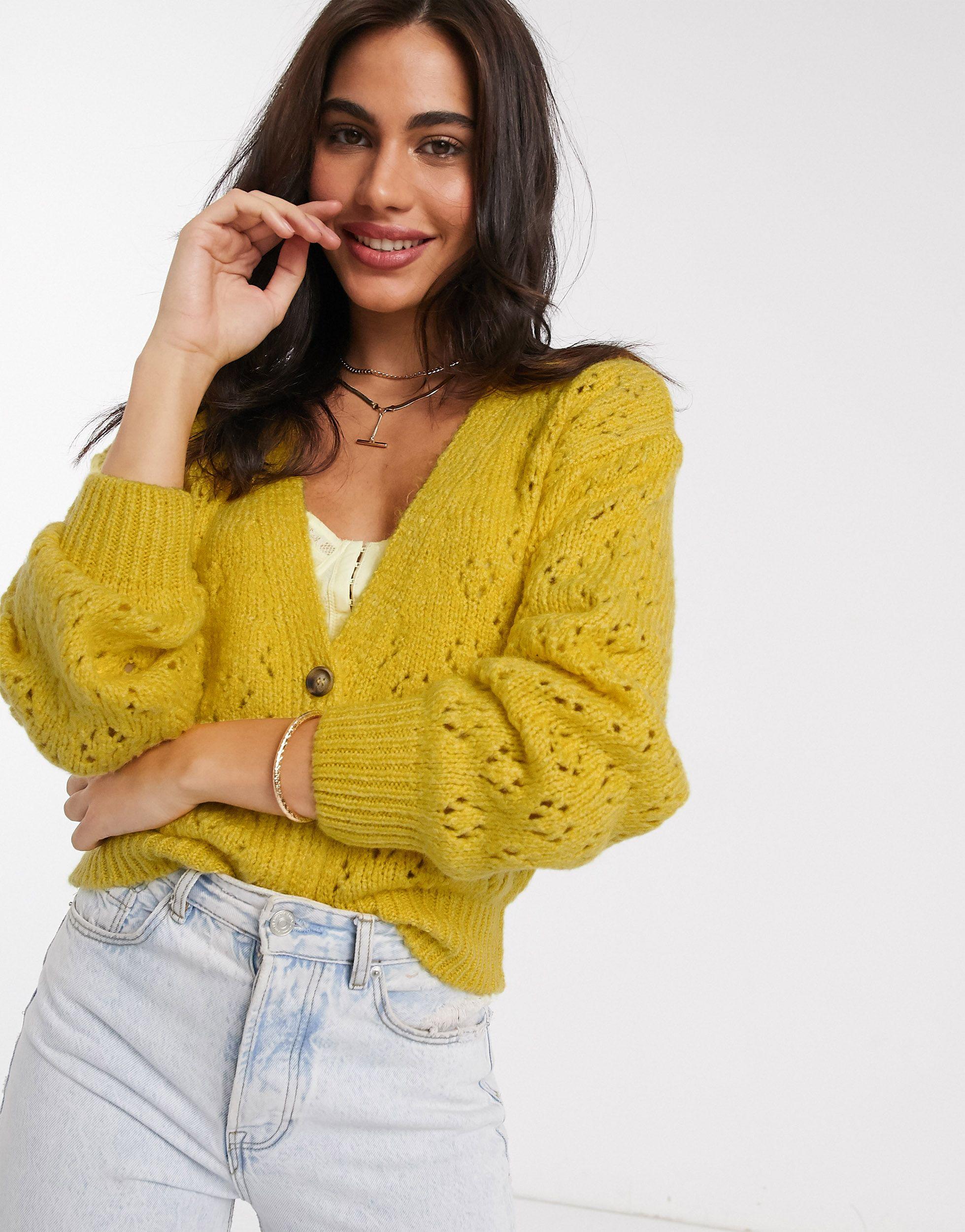 Cardigan en crochet Stradivarius en coloris Jaune | Lyst