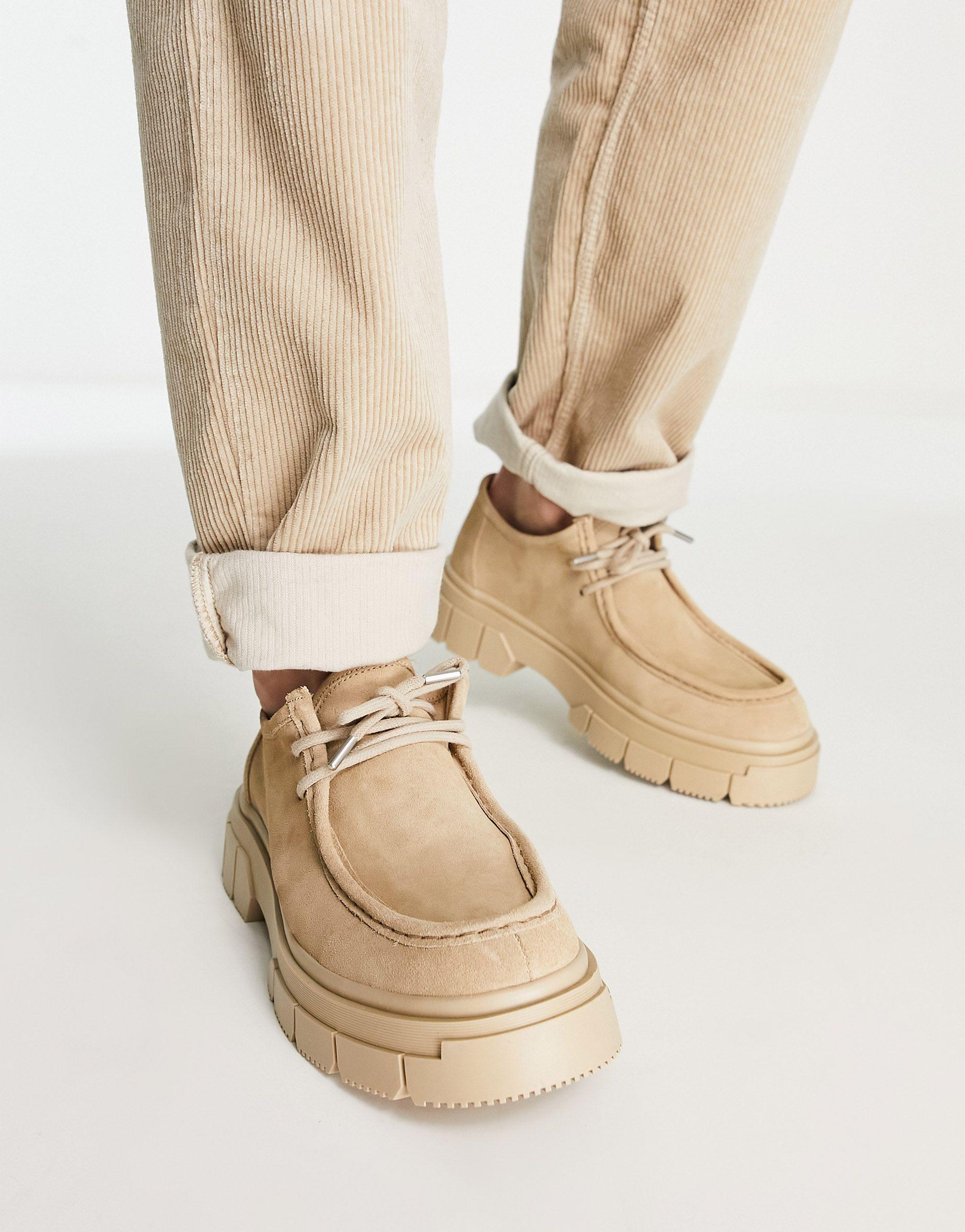 Bershka Chunky Leather Shoes in Natural for Men | Lyst