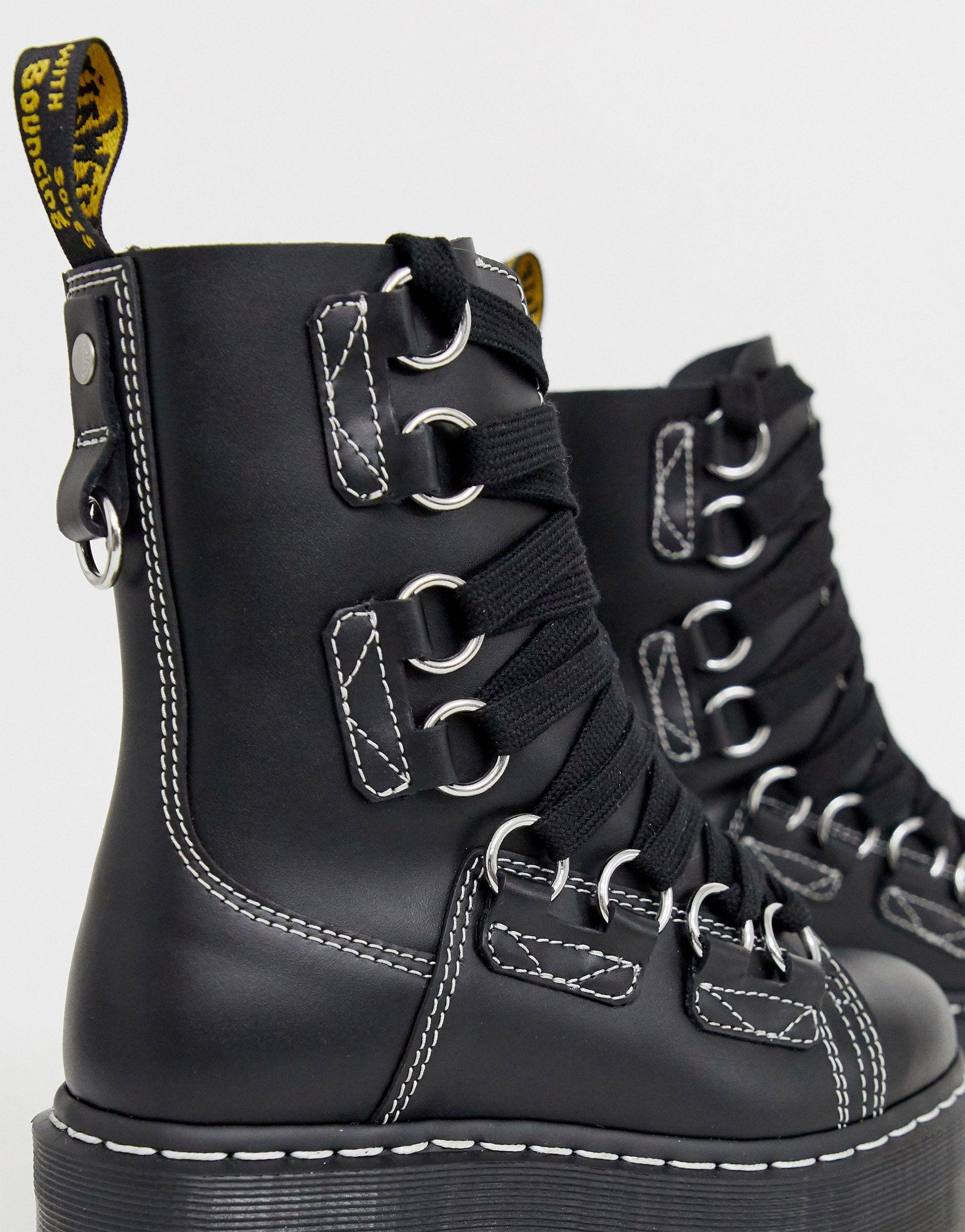 Dr. Martens Jadon Xl Chunky Wide Lace Leather Ankle Boots in Black | Lyst