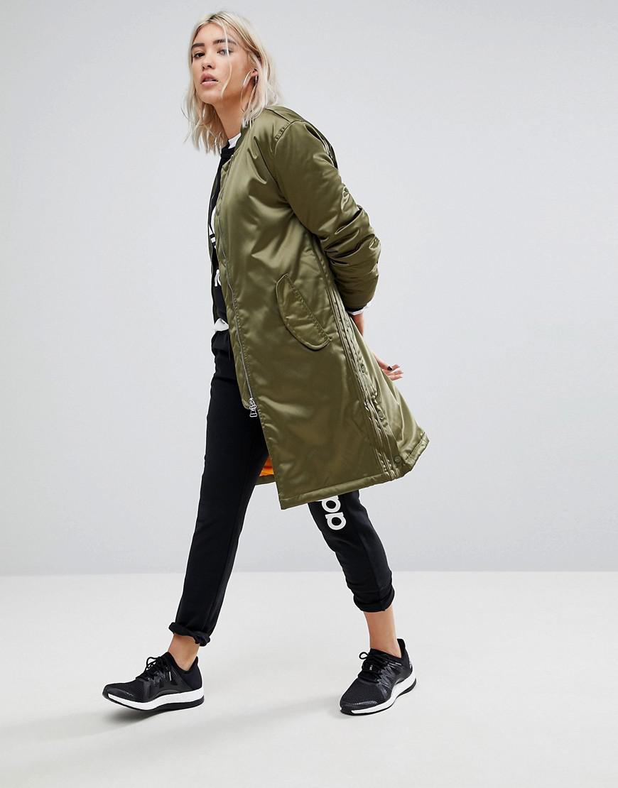 adidas Originals Originals Oversized Longline Jacket in Green | Lyst