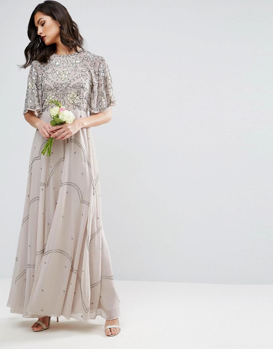 grey flutter sleeve dress