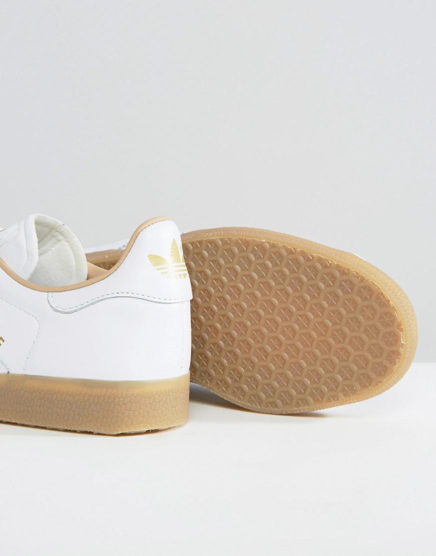 klassiek Vulkanisch bossen adidas Originals White Leather Gazelle Sneakers With Gum Sole for Men | Lyst