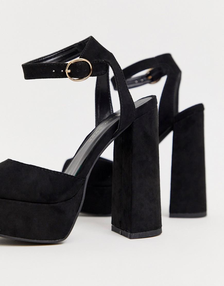 New Look Suede Chunky Platform Heel Sandal in Black - Lyst