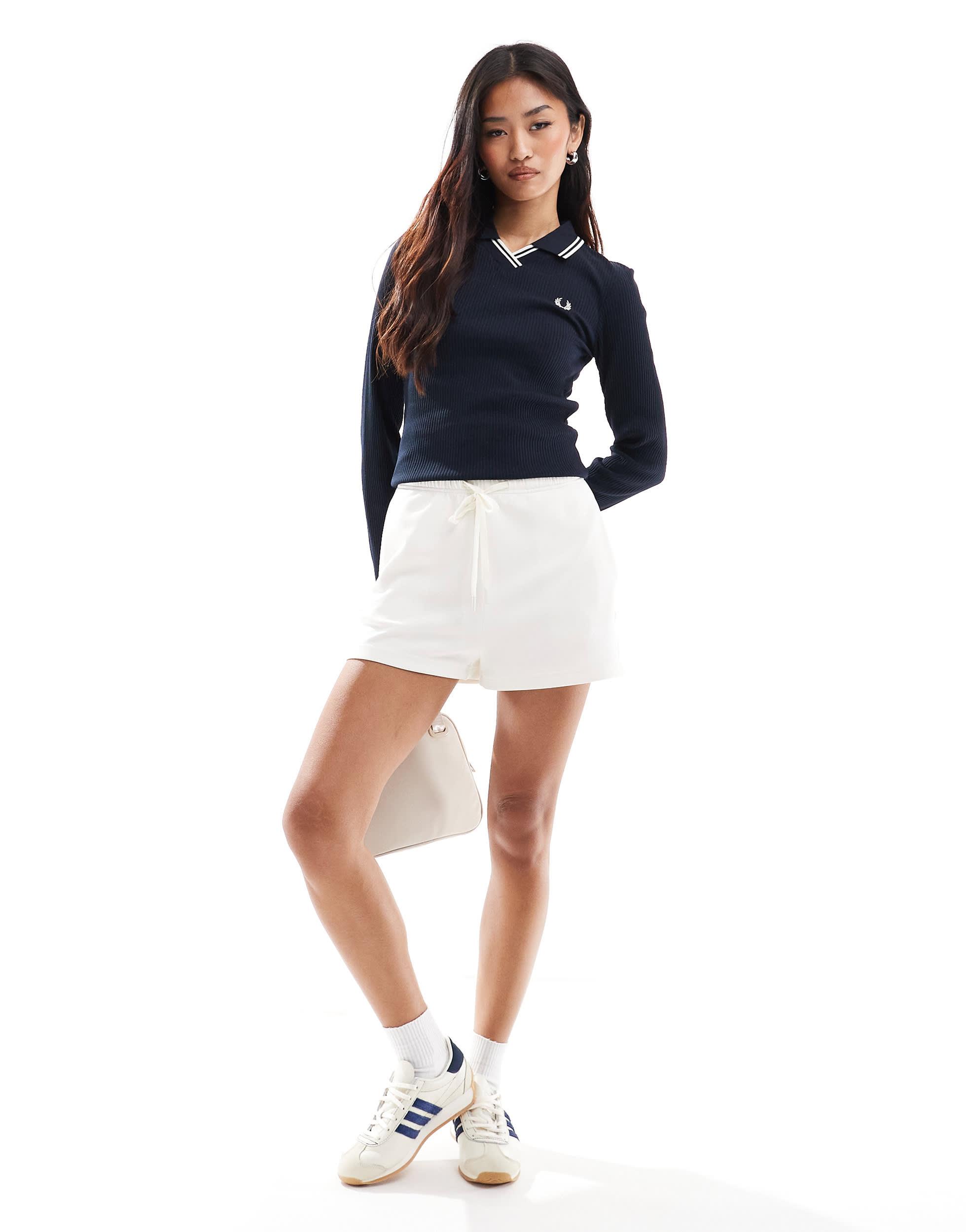 トップス FRED PERRY Long Sleeve Ribbed Polo Shirt Fred Perry Long Sleeve Ribbed Polo Shirt in Blue | Lyst