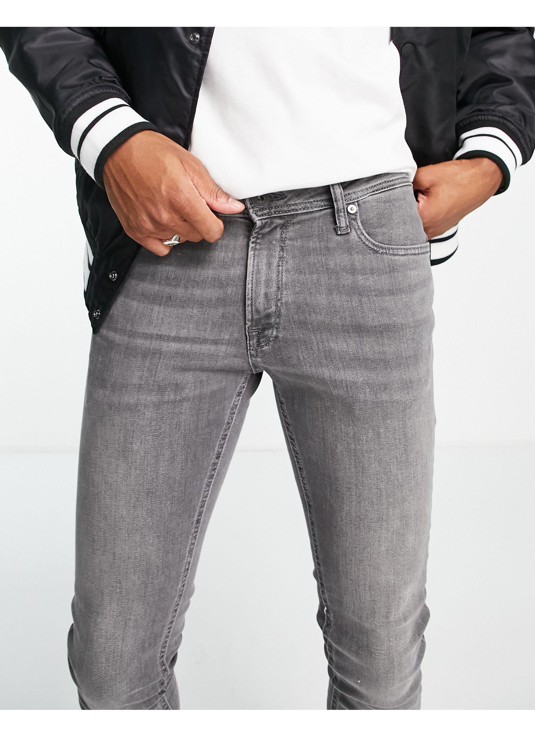 Jack & Jones Intelligence Liam Skinny Fit Jeans in Grey for Men | Lyst UK