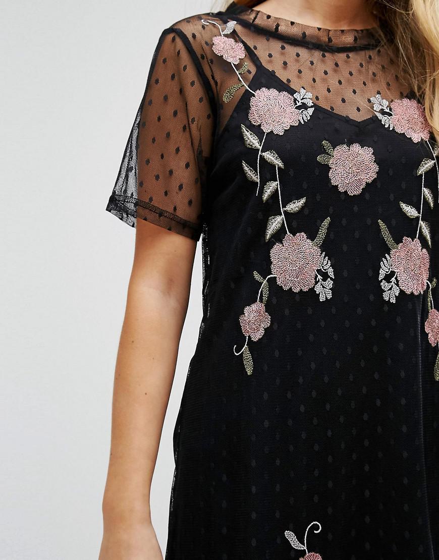 floral mesh t shirt dress